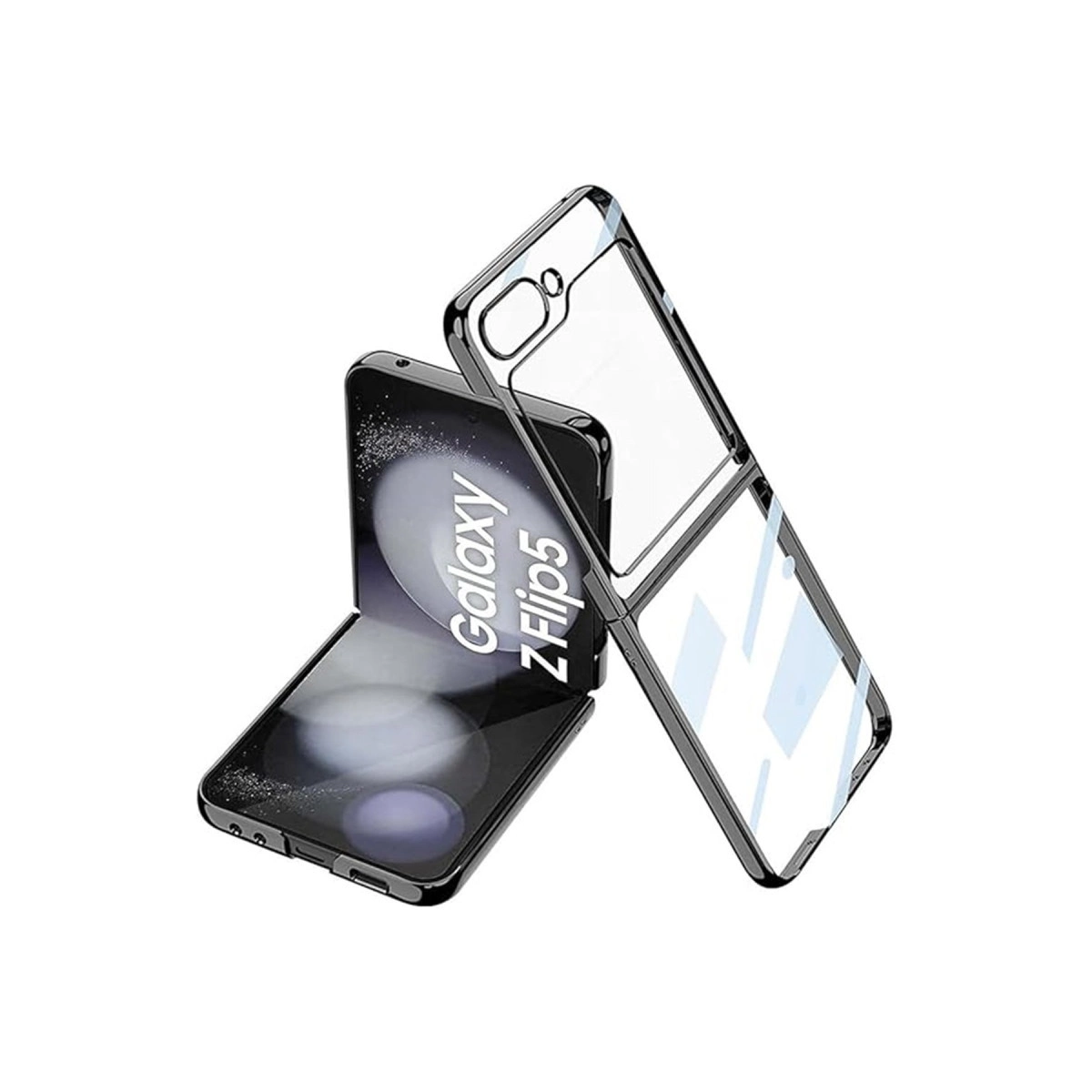 Katlanabilir Galaxy Z Flip5 telefon için şeffaf koruyucu kılıf.