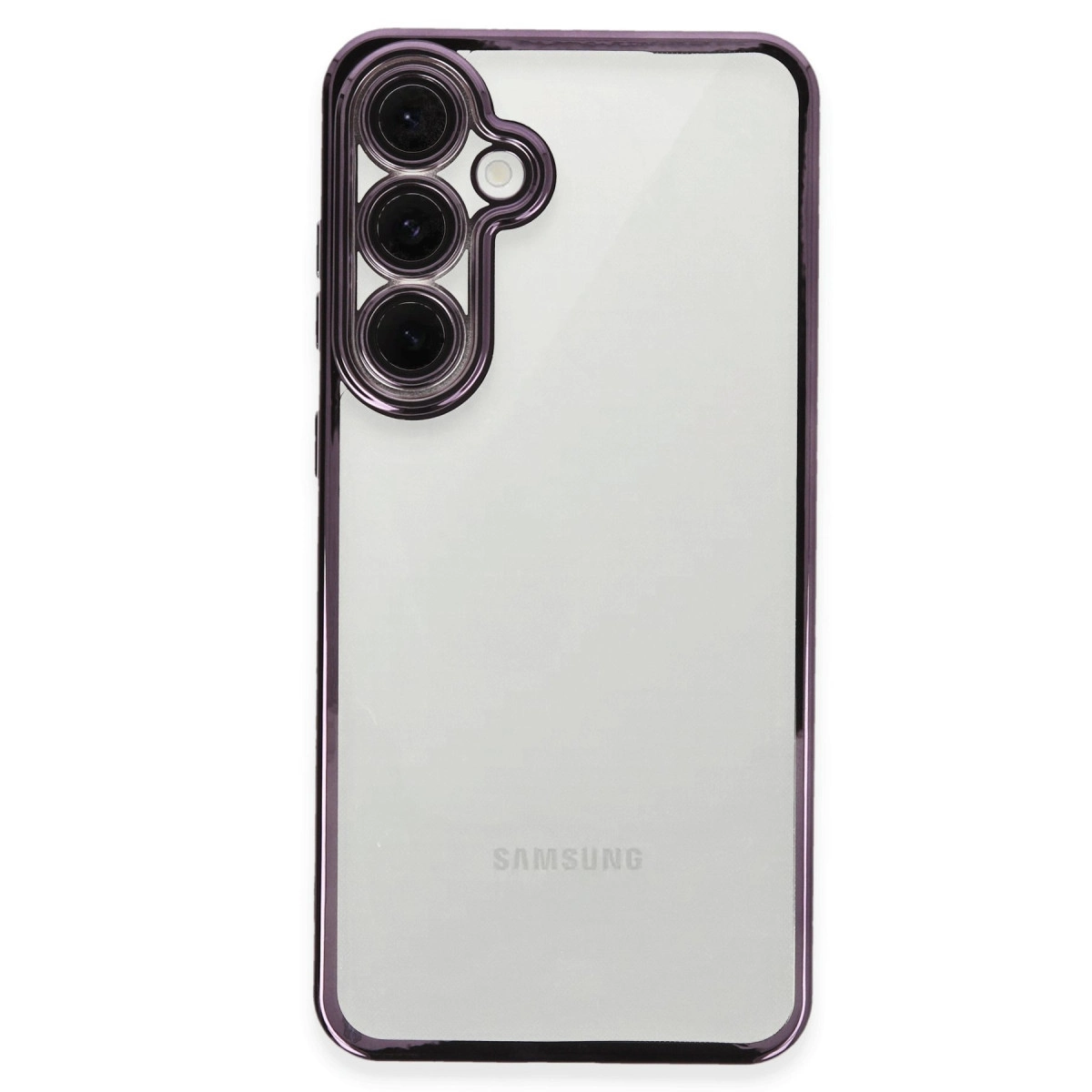 NEWFACE Samsung Galaxy S24 Fe Uyumlu Kamera Korumalı Lensli Silikon Telefon Kılıfı Mor