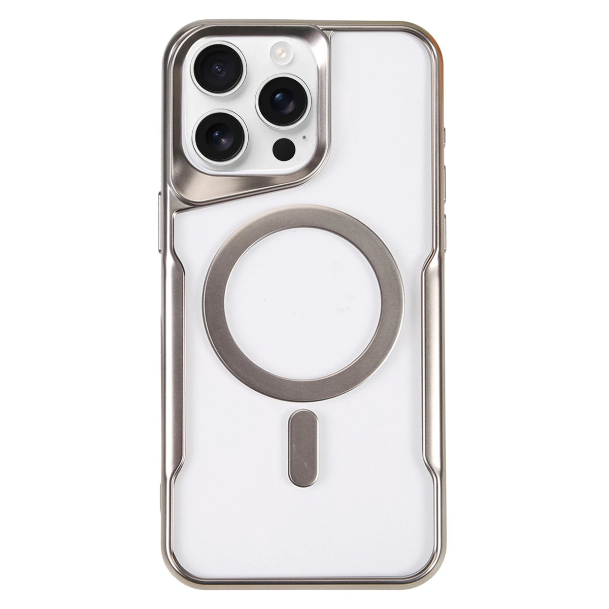 NEWFACE iPhone 16 Pro Uyumlu Boyi Magsafe Silikon Telefon Kılıfı Gümüş