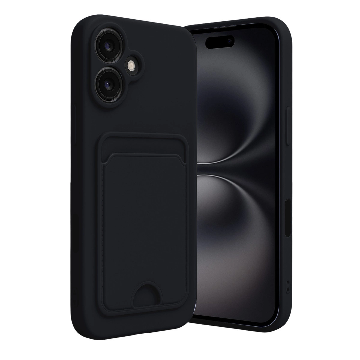 NEWFACE iPhone 16 Uyumlu Kelvin Kartvizitli Silikon Telefon Kılıfı Siyah