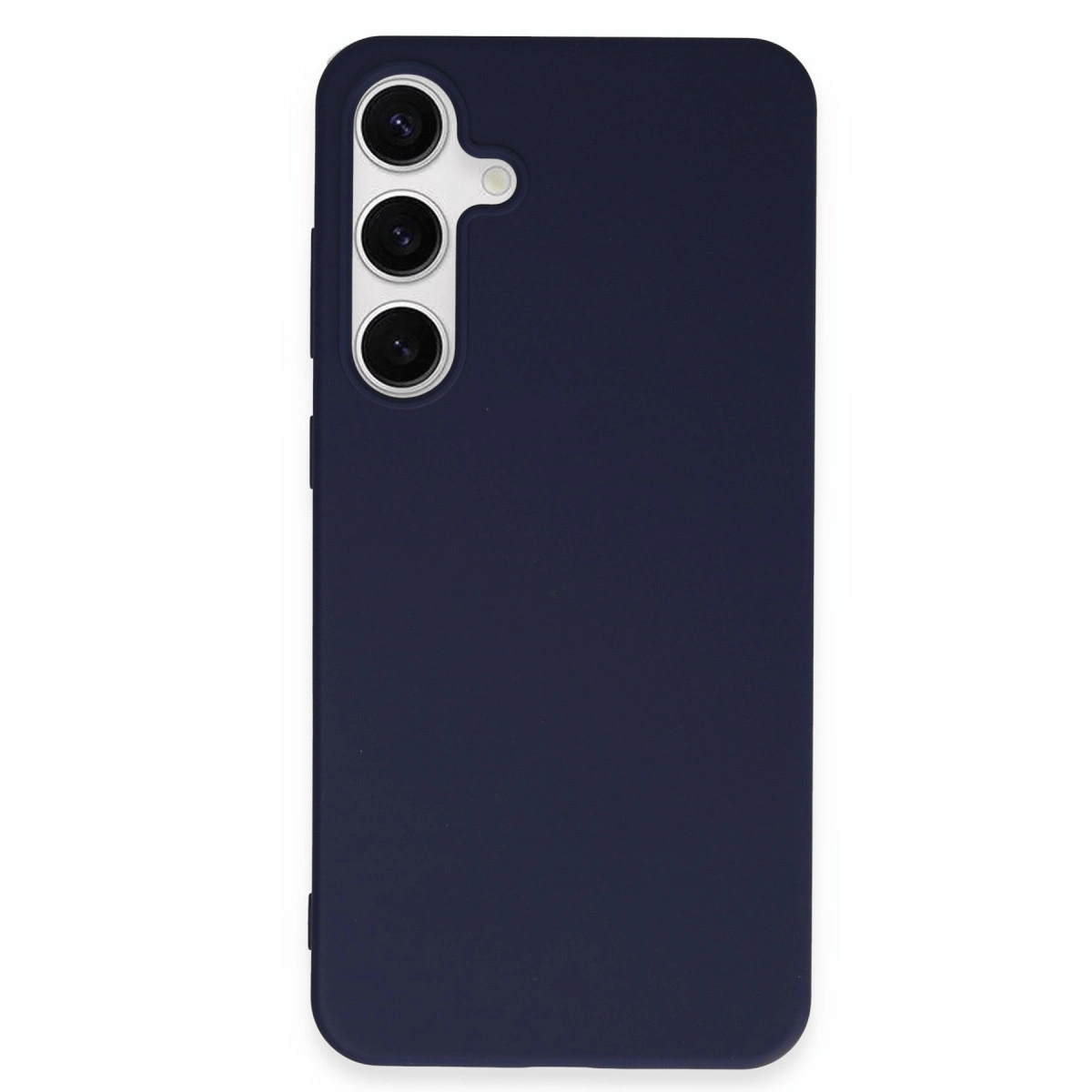 Üç kamera lensli ve flaşlı lacivert telefon kılıfı.