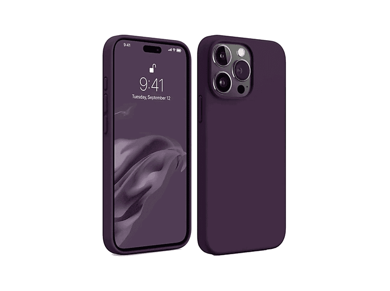 NEWFACE iPhone 15 Pro Max Uyumlu First Silikon Telefon Kılıfı Mürdüm