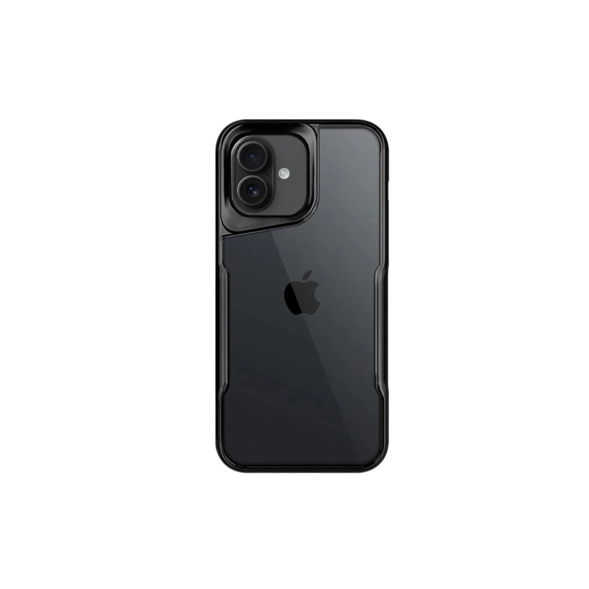 İki kameralı siyah iPhone'un arkası ve Apple logosu.
