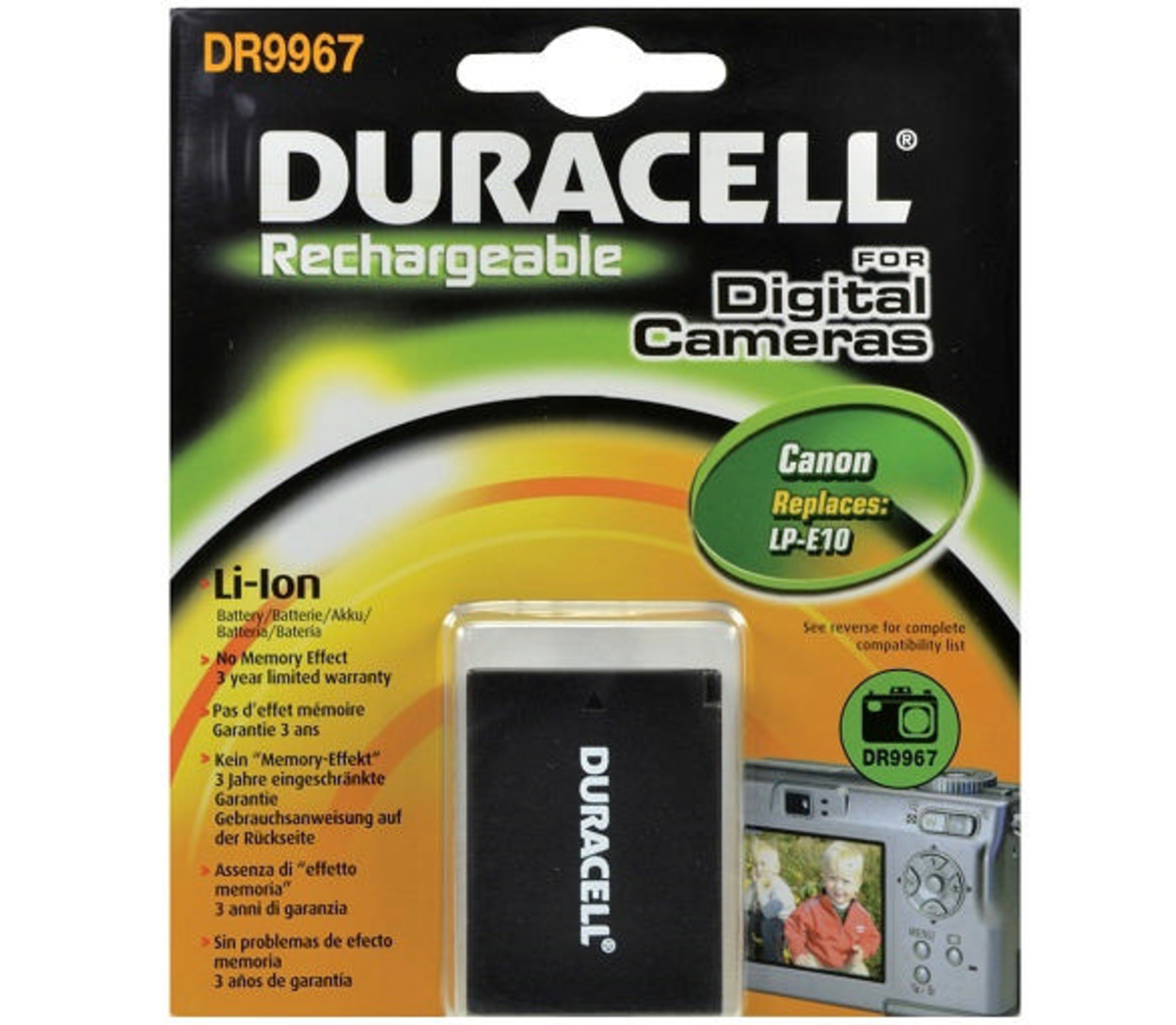 Duracell DR9967 Li-Ion Akku für Digitalkameras, ersetzt Canon LP-E10.