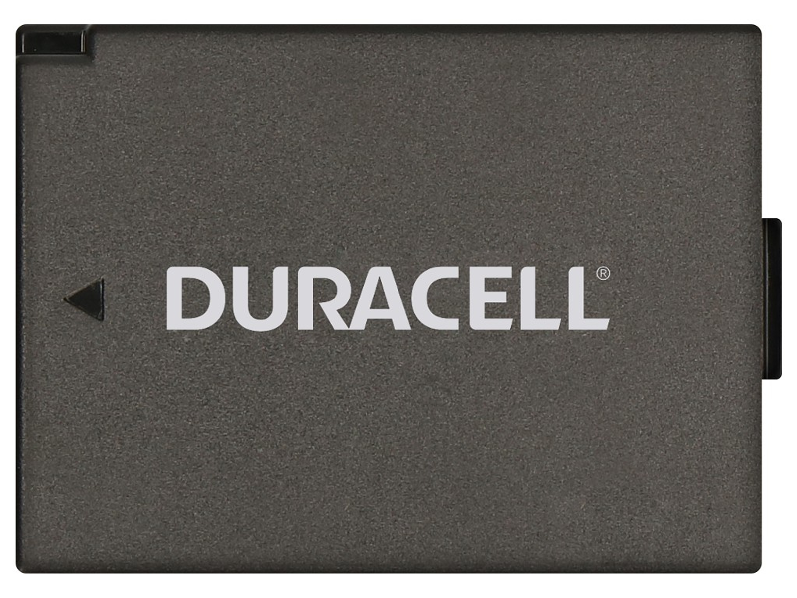 Grauer Duracell Akku mit weißem Logo und Pfeil.