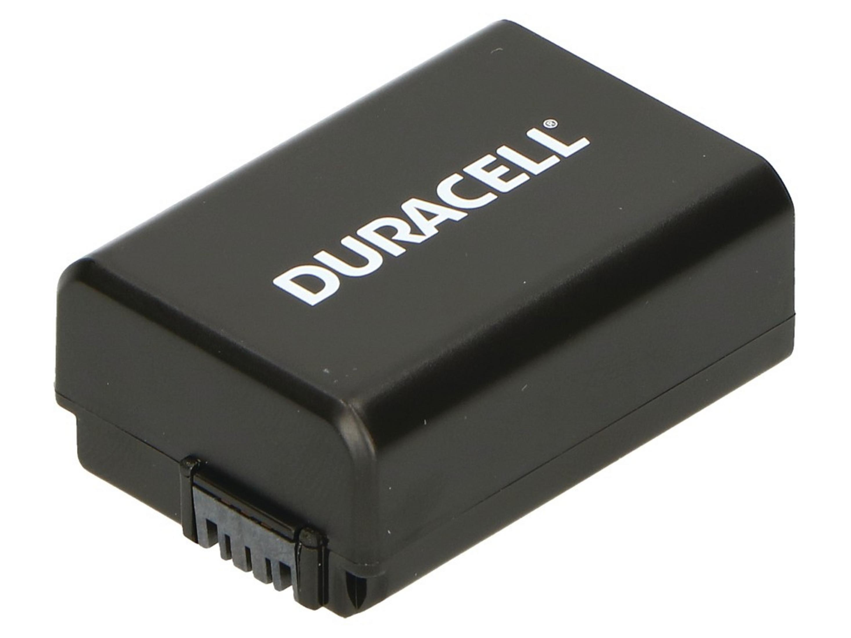 Schwarzer Duracell Akku mit weißem Logo, isoliert auf weißem Hintergrund.