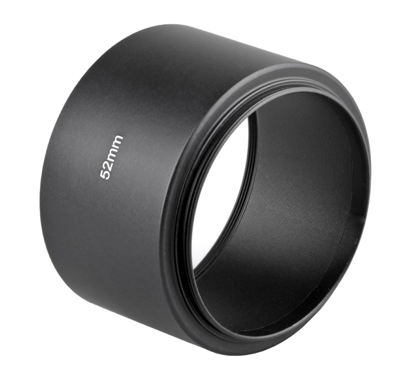 Schwarzer 52mm Objektivschutzring mit Gewinde auf der Innenseite.
