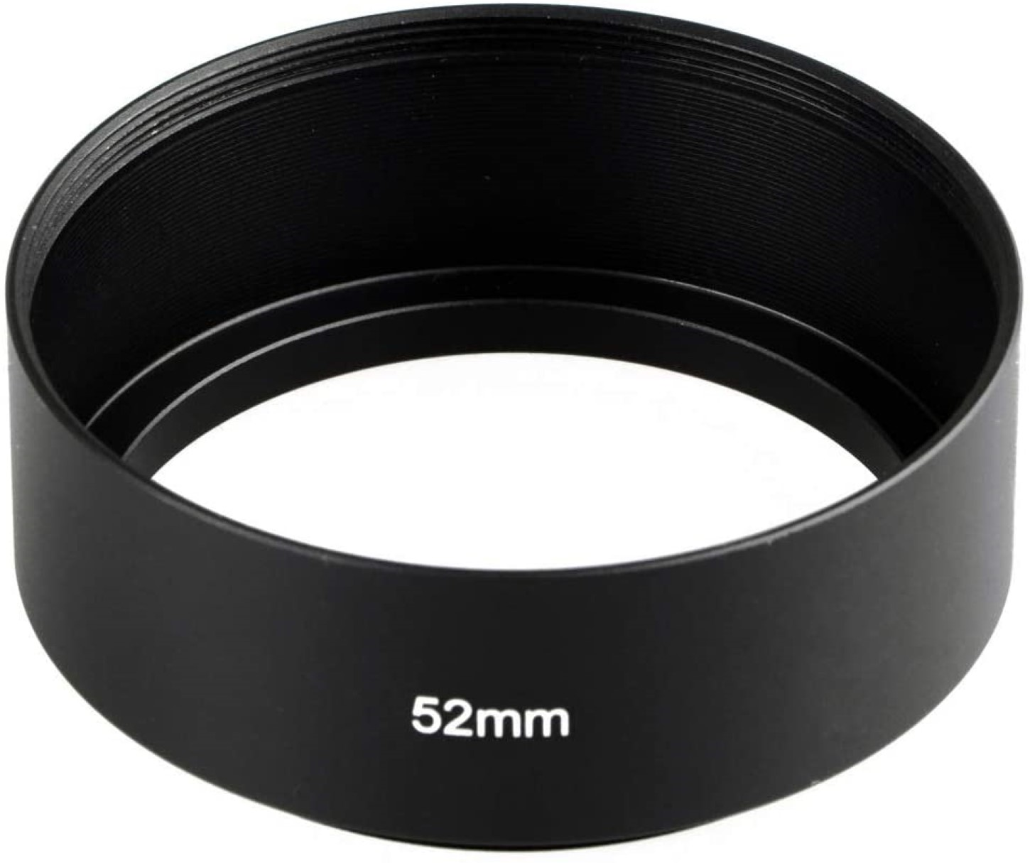 Schwarz 52mm Objektiv-Gegenlichtblende mit inneren Rippen.