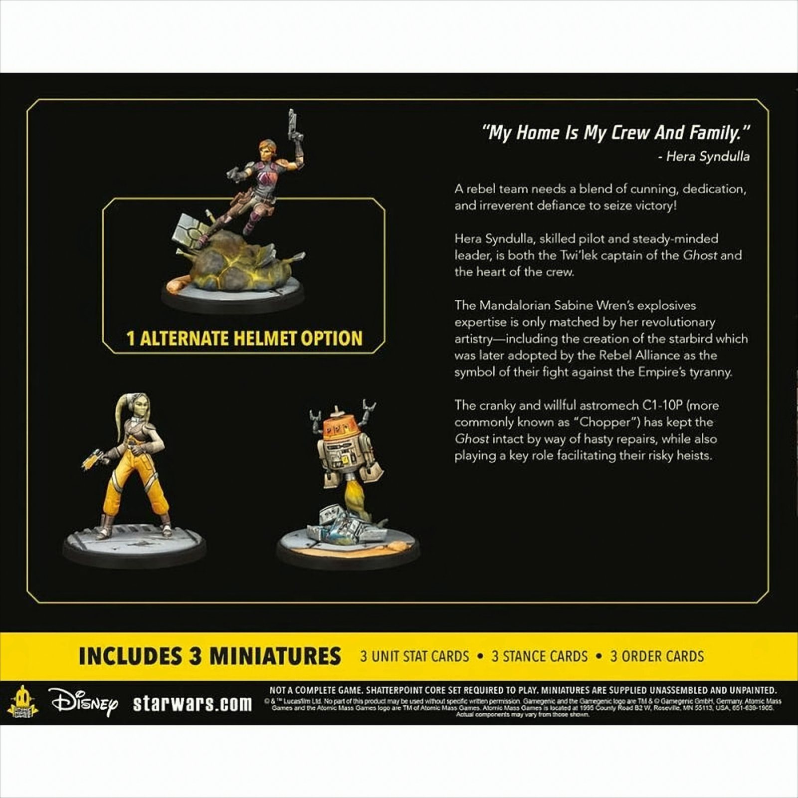 Star Wars Miniaturen: Hera, Sabine und Chopper. Mit alternativer Helmoption.
