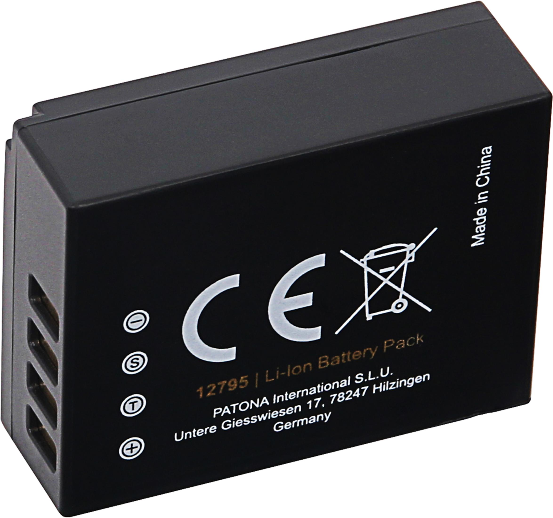 Batteria Li-Ion nera con marchio CE e simbolo di smaltimento.