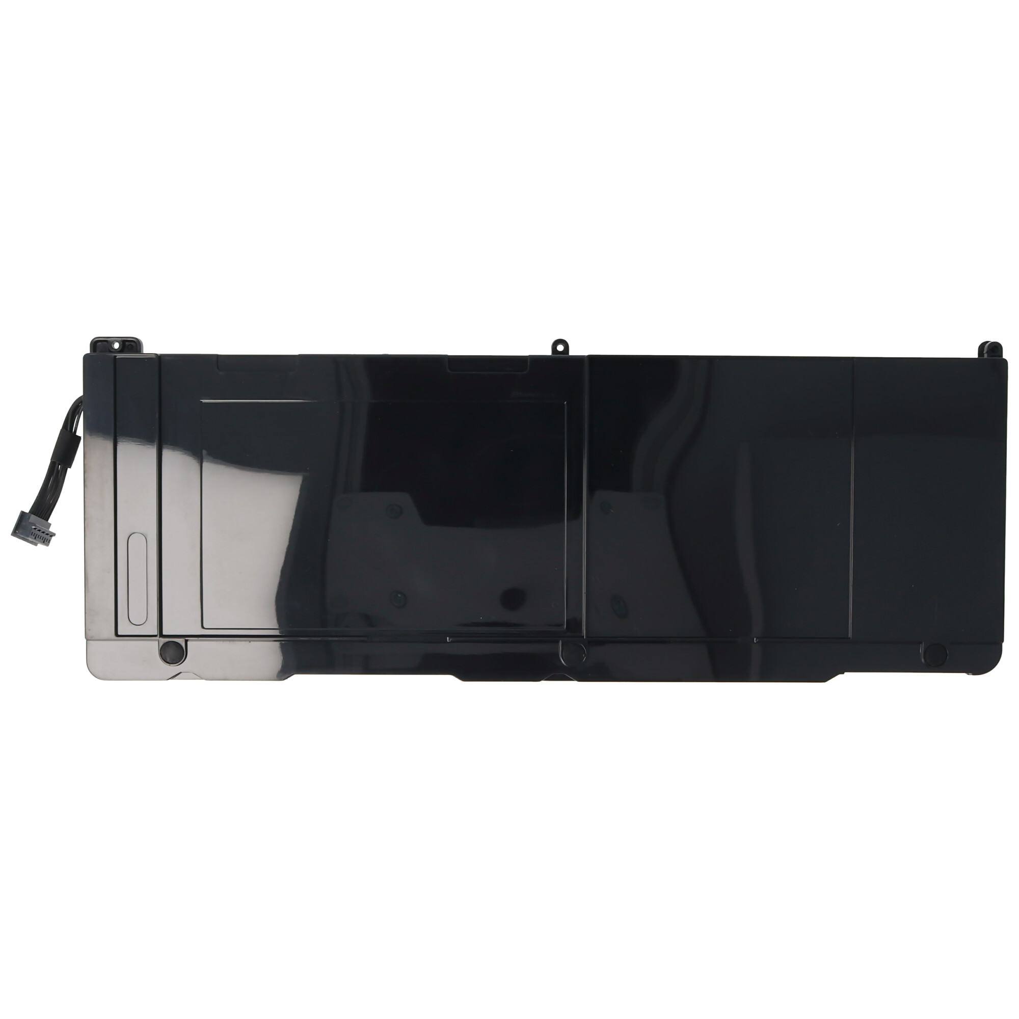 Schwarzer Laptop-Akku mit Kabel und Anschluss.