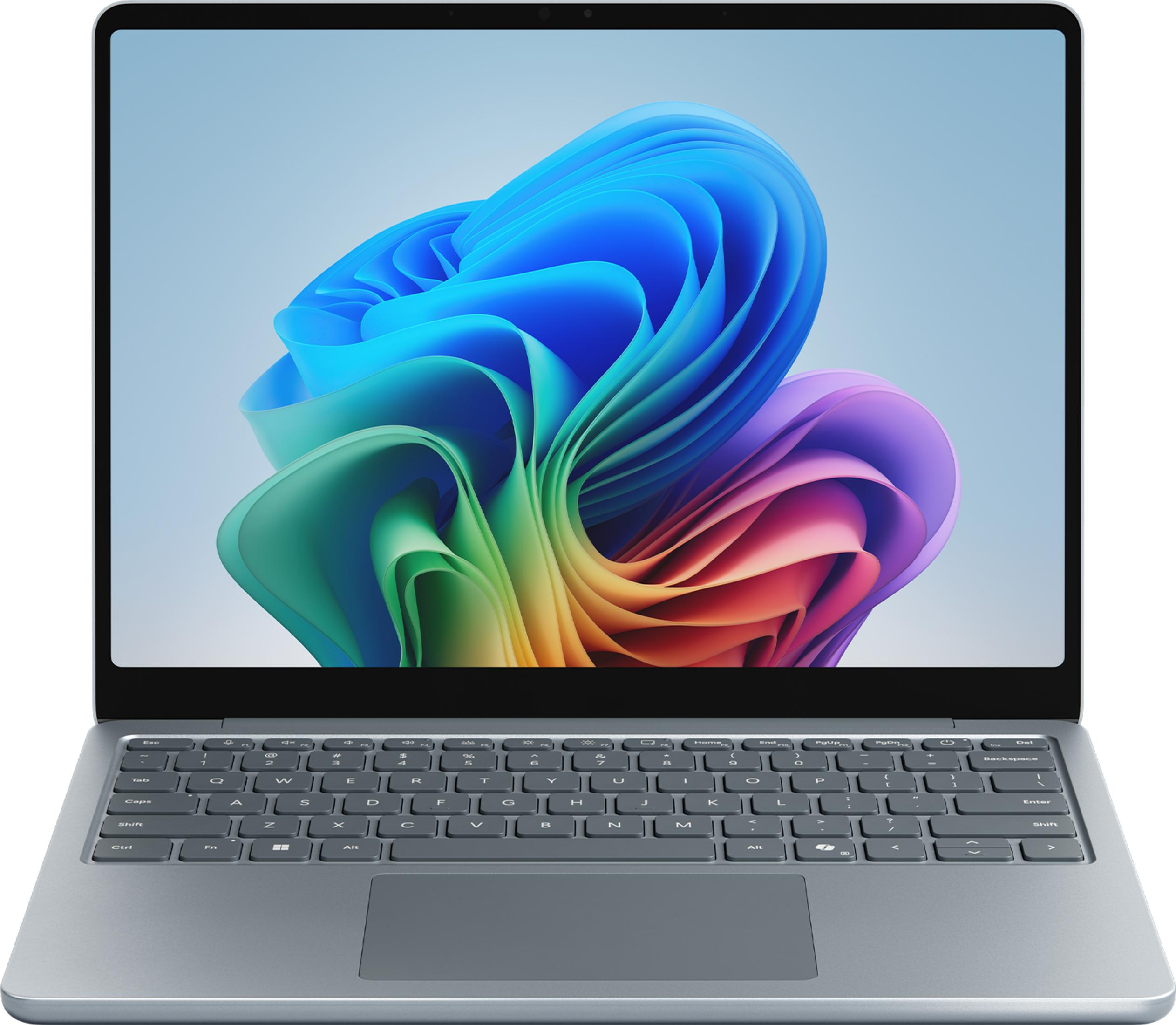 Ein geschlossener Laptop mit einem bunten, abstrakten Hintergrundbild.