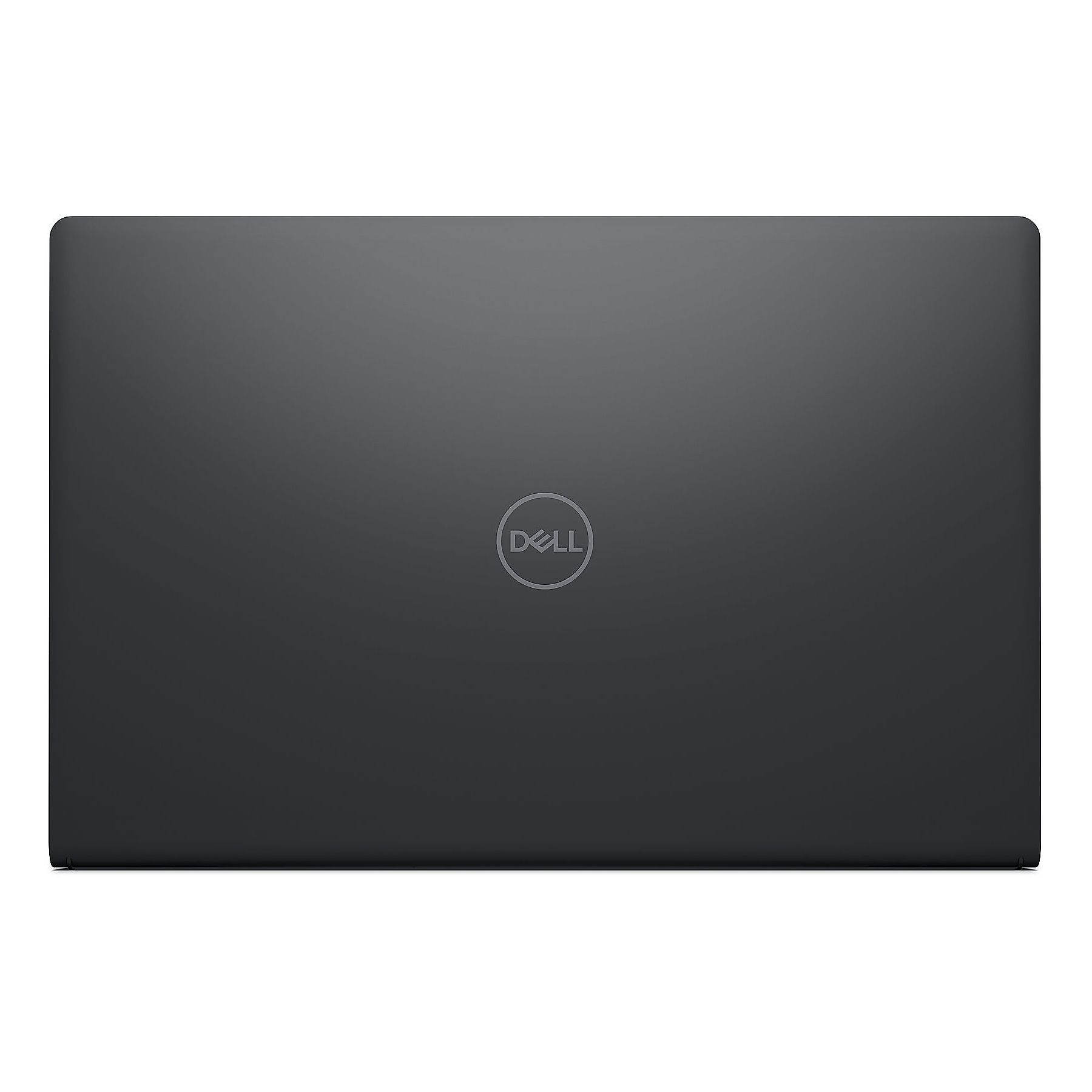 Laptop Dell nero chiuso con logo al centro.