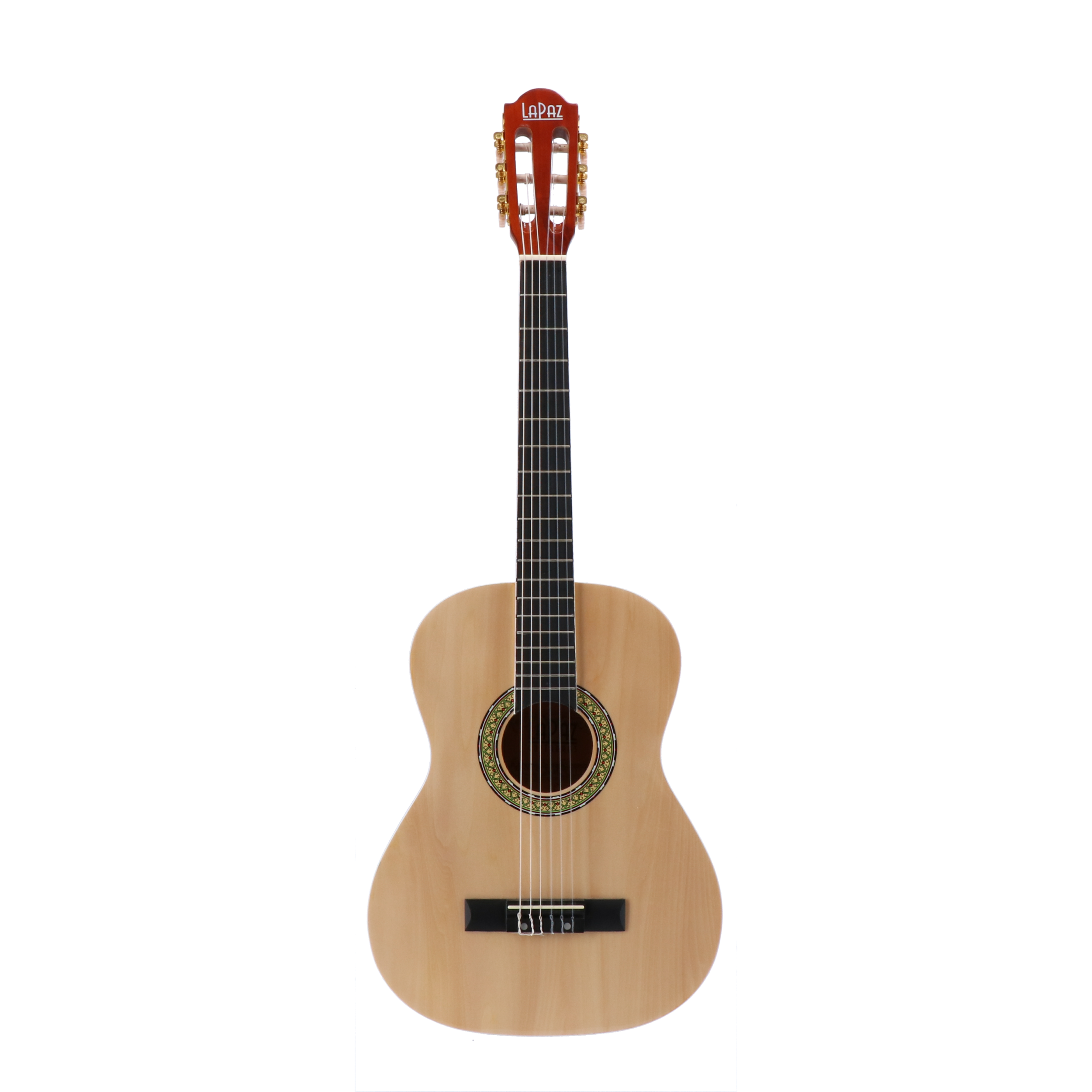 Akoestische gitaar met lichte houten body en donker toets.