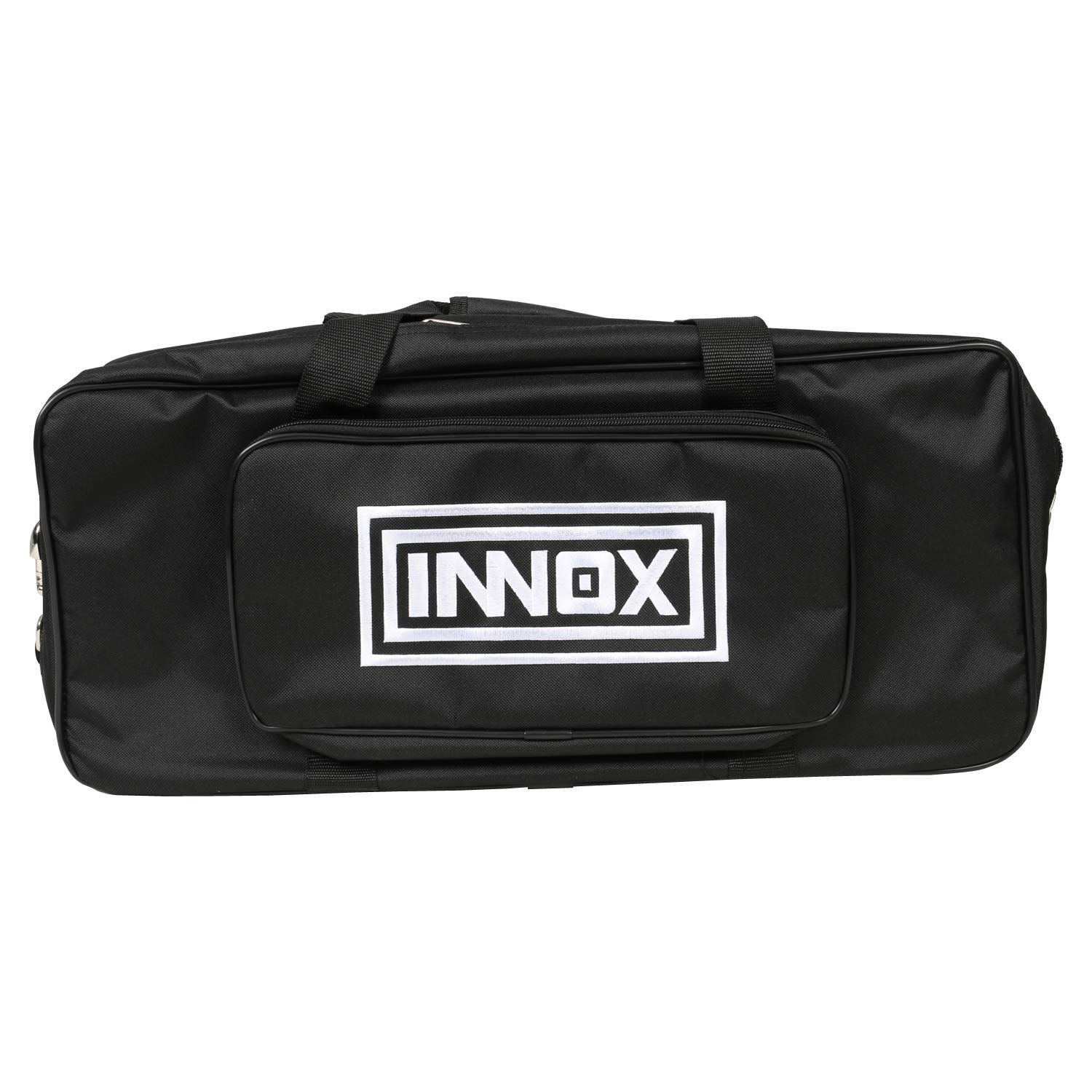 Zwarte sporttas met wit INNOX logo op het voorvak.