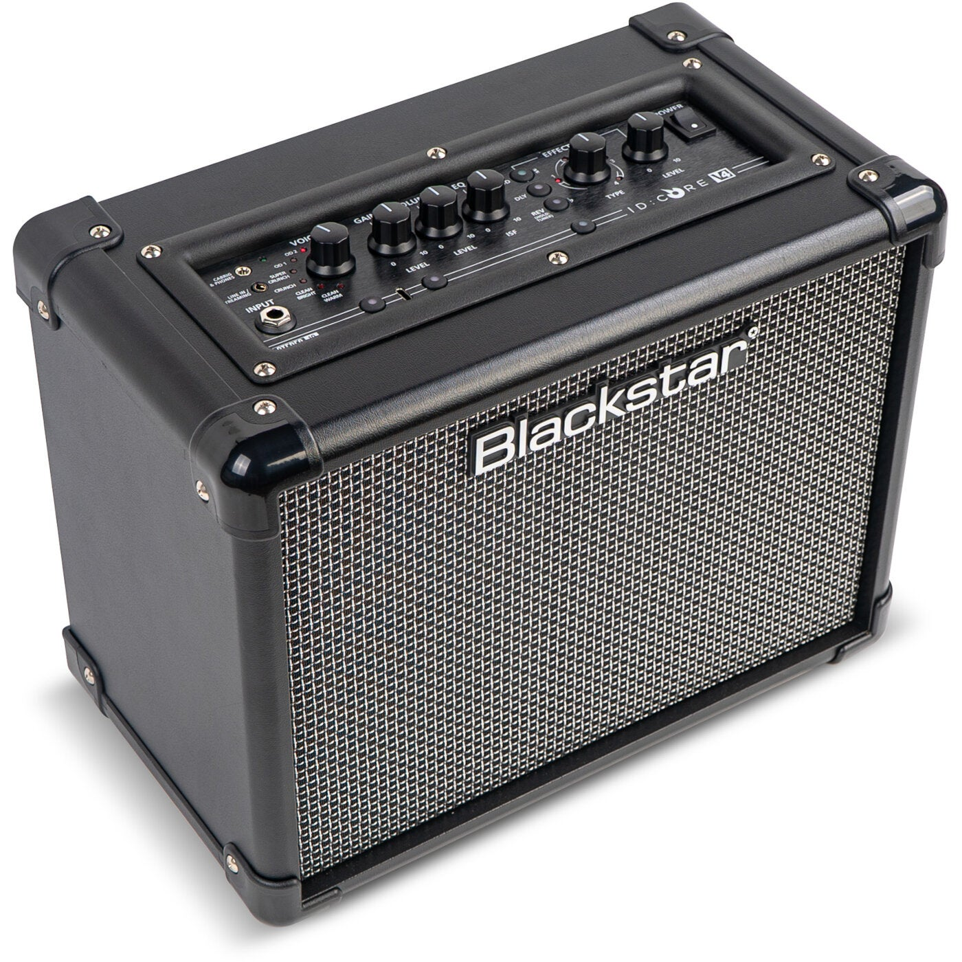 Zwarte Blackstar gitaarversterker met zilveren grill en knoppen.
