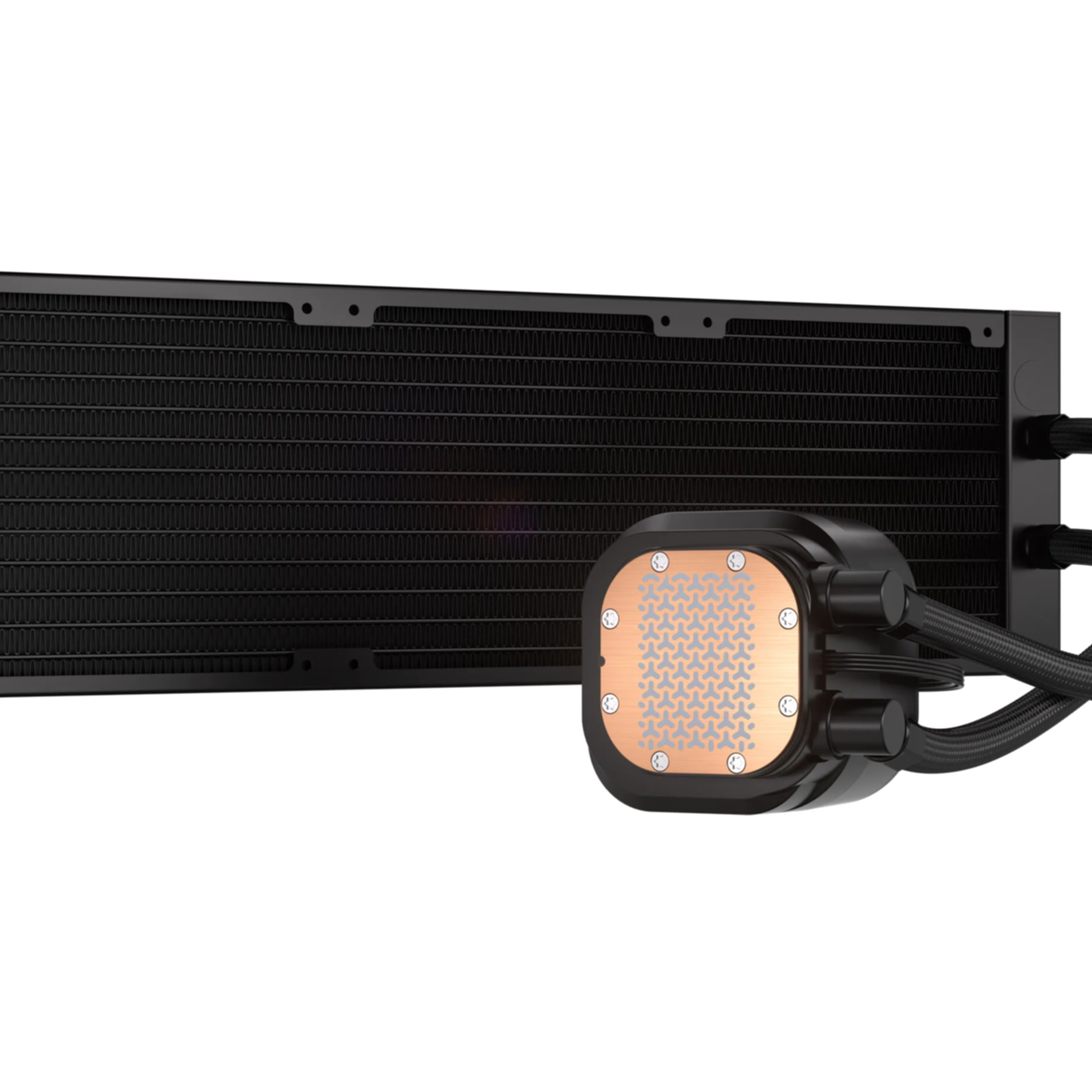 Czarny radiator z miedzianym chłodzeniem CPU i rurkami.