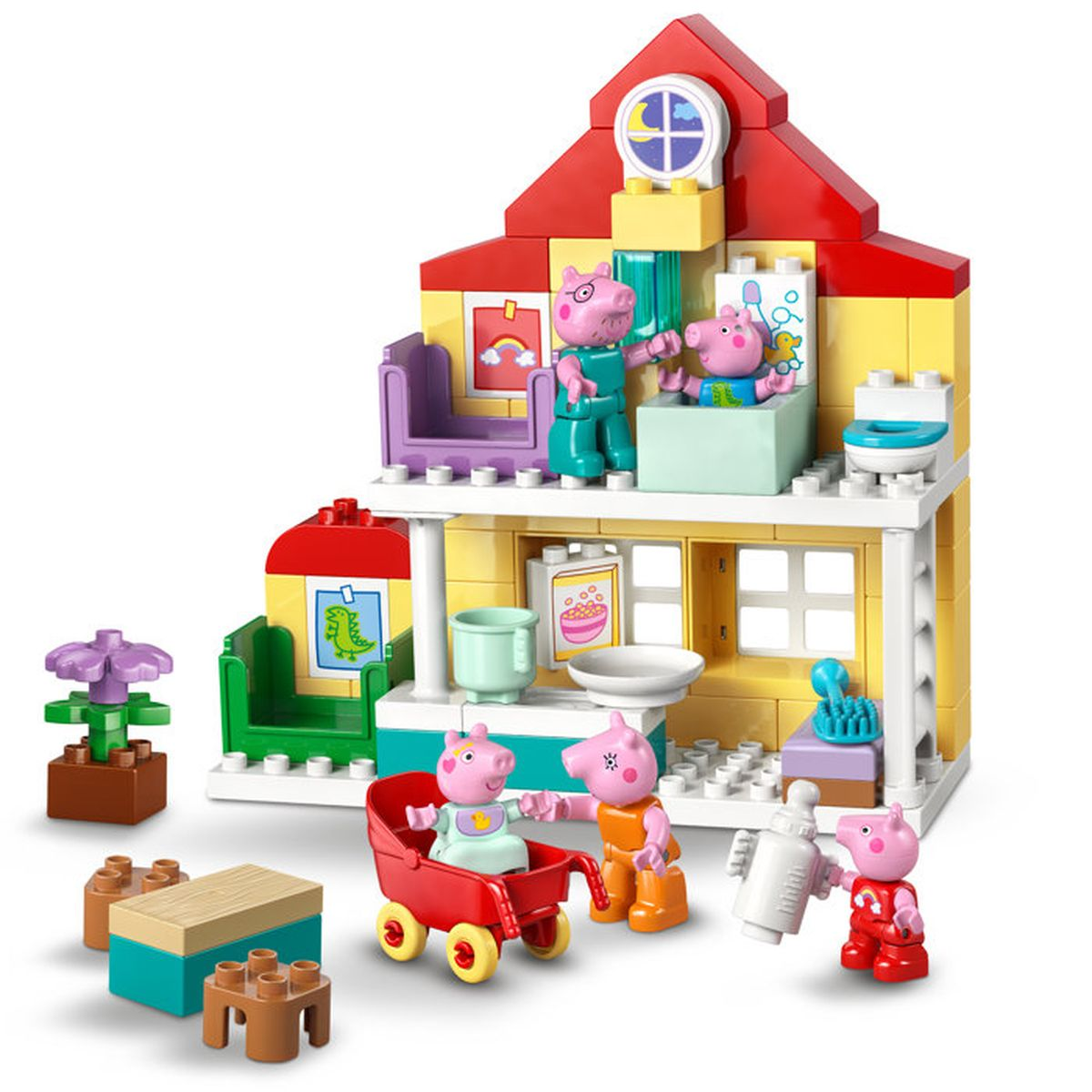 Domek Peppy Pig z figurkami i akcesoriami. Kolorowy zestaw konstrukcyjny.