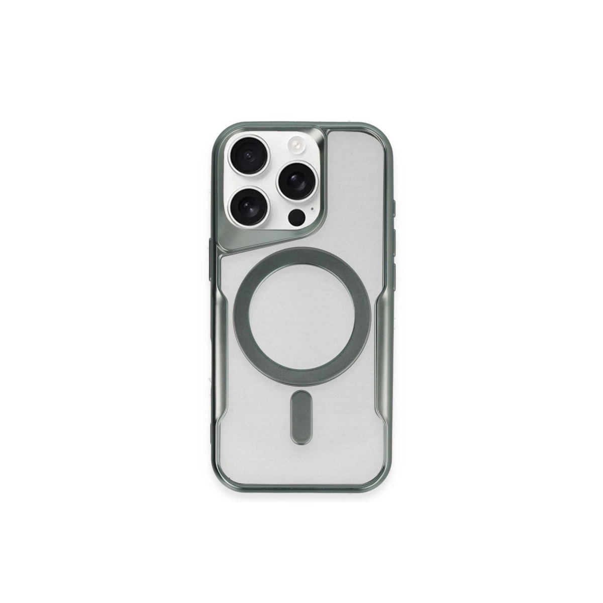 NEWFACE iPhone 14 Pro Uyumlu Boyi Magsafe Silikon Kapak Telefon Kılıfı Yeşil