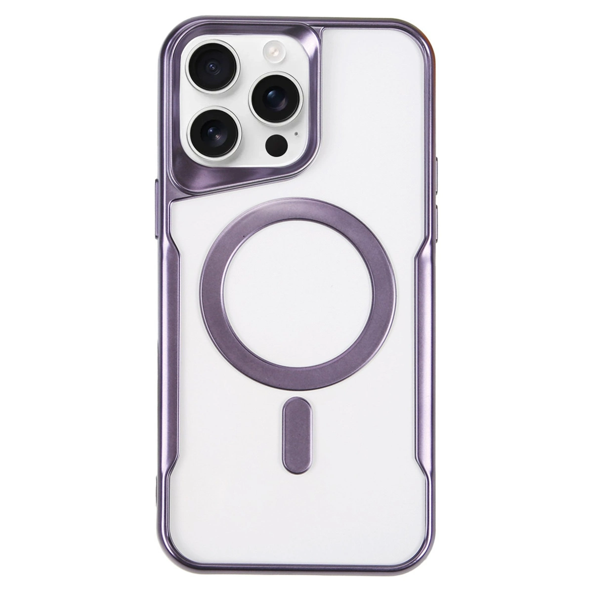 NEWFACE iPhone 16 Pro Max Uyumlu Boyi Magsafe Silikon Kapak Telefon Kılıfı Derin Mor