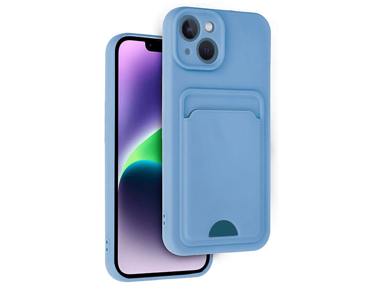 NEWFACE iPhone 14 Uyumlu Kelvin Kartvizitli Silikon Telefon Kılıfı Mavi