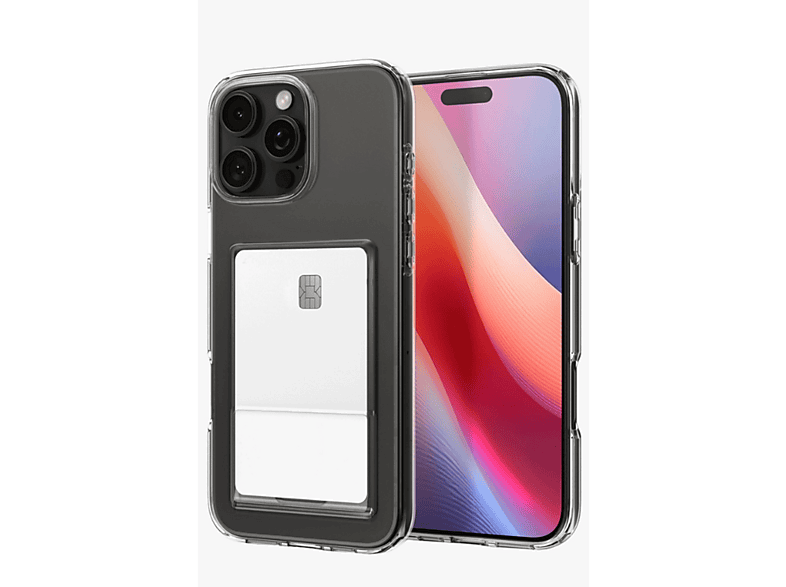NEWFACE iPhone 16 Pro Max Uyumlu Kart Şeffaf Silikon Telefon Kılıfı Şeffaf