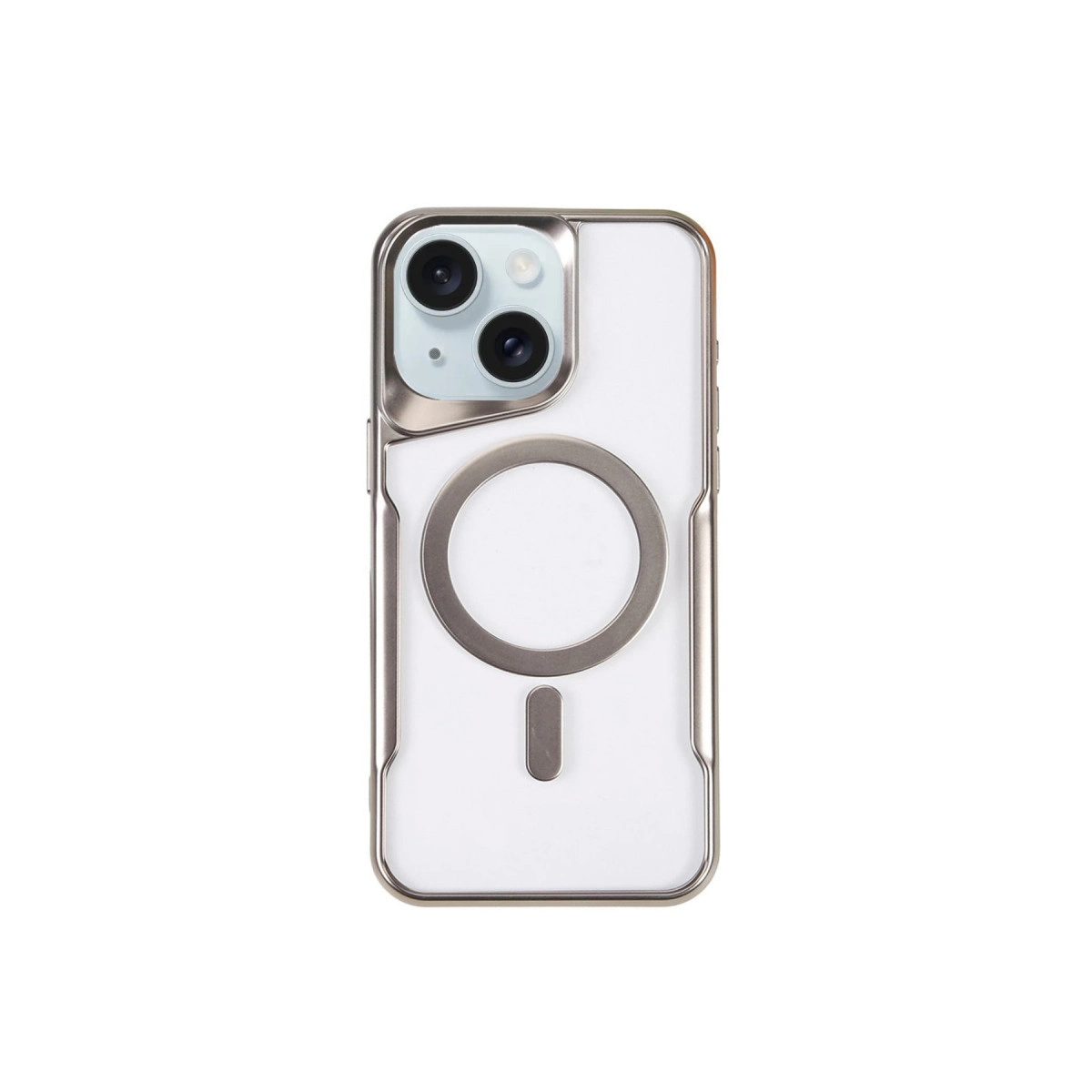 NEWFACE iPhone 15 Plus Uyumlu Boyi Magsafe Silikon Kapak Telefon Kılıfı Gümüş
