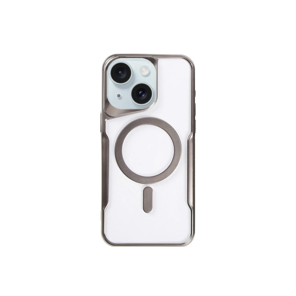 NEWFACE iPhone 15 Plus Uyumlu Boyi Magsafe Silikon Kapak Telefon Kılıfı Titanyum Gri