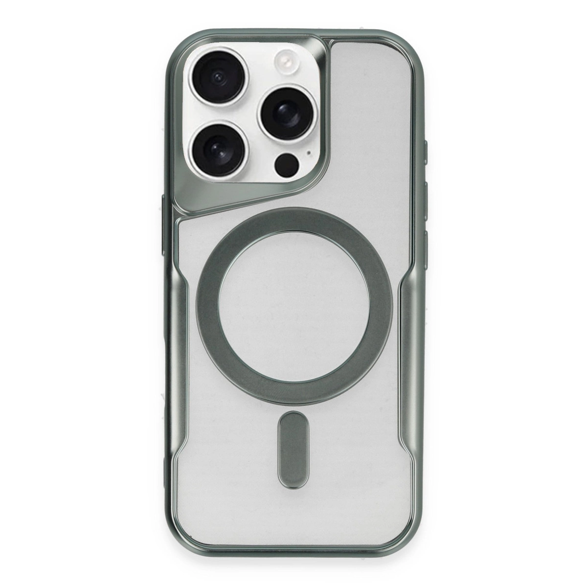 NEWFACE iPhone 16 Pro Uyumlu Boyi Magsafe Silikon Kapak Telefon Kılıfı Yeşil