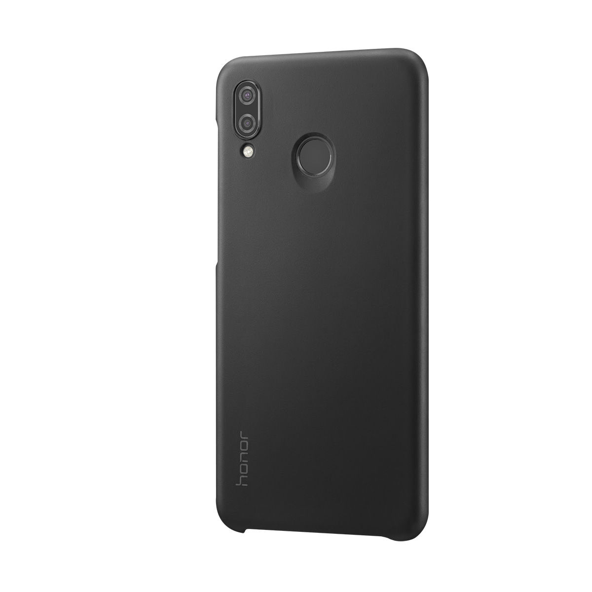 Cover nera per telefono con doppia fotocamera e sensore impronte.