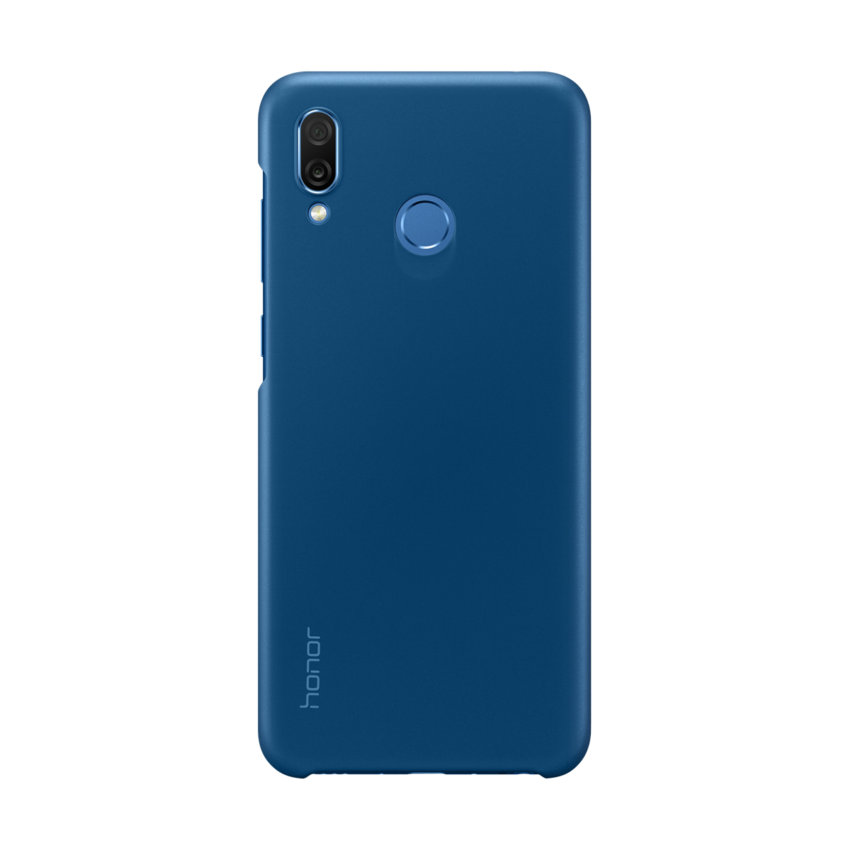 Custodia blu scuro per telefono con ritaglio fotocamera e sensore impronte.