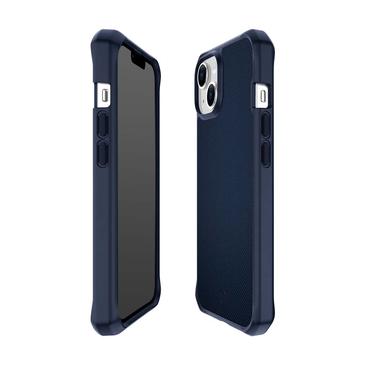 Due custodie per telefono blu scuro una accanto all'altra.