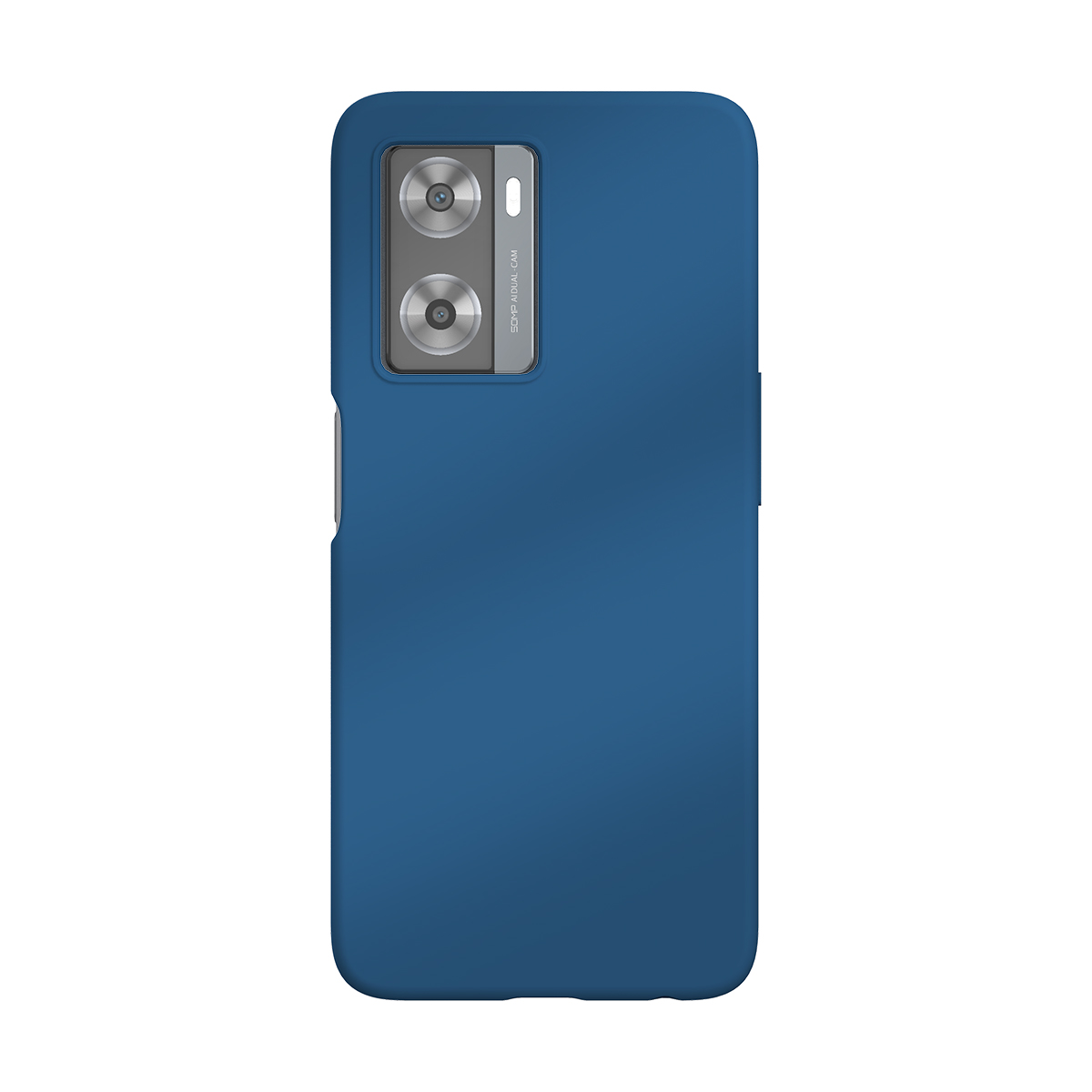 Custodia blu per telefono con due lenti e flash.