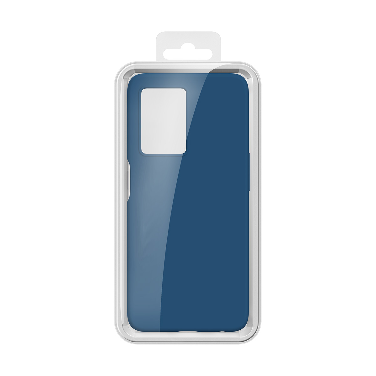 Custodia blu scuro in confezione trasparente con linguetta.