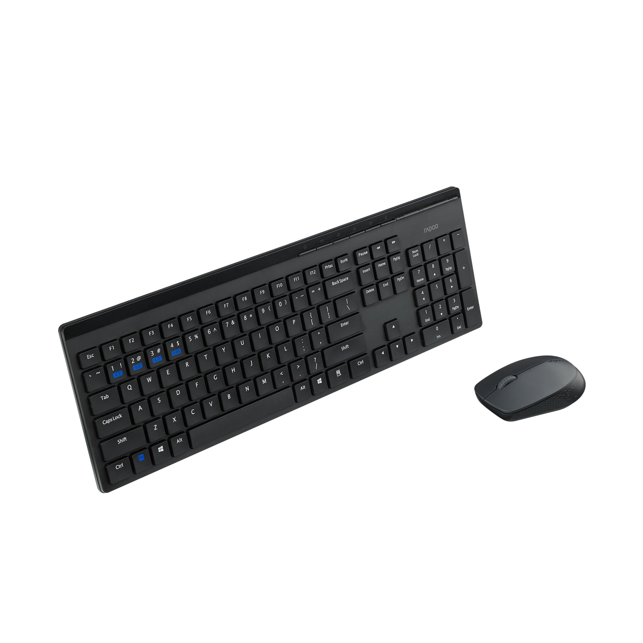 RAPOO 8110 Multi-Mode Kablosuz Klavye ve Mouse Seti Siyah