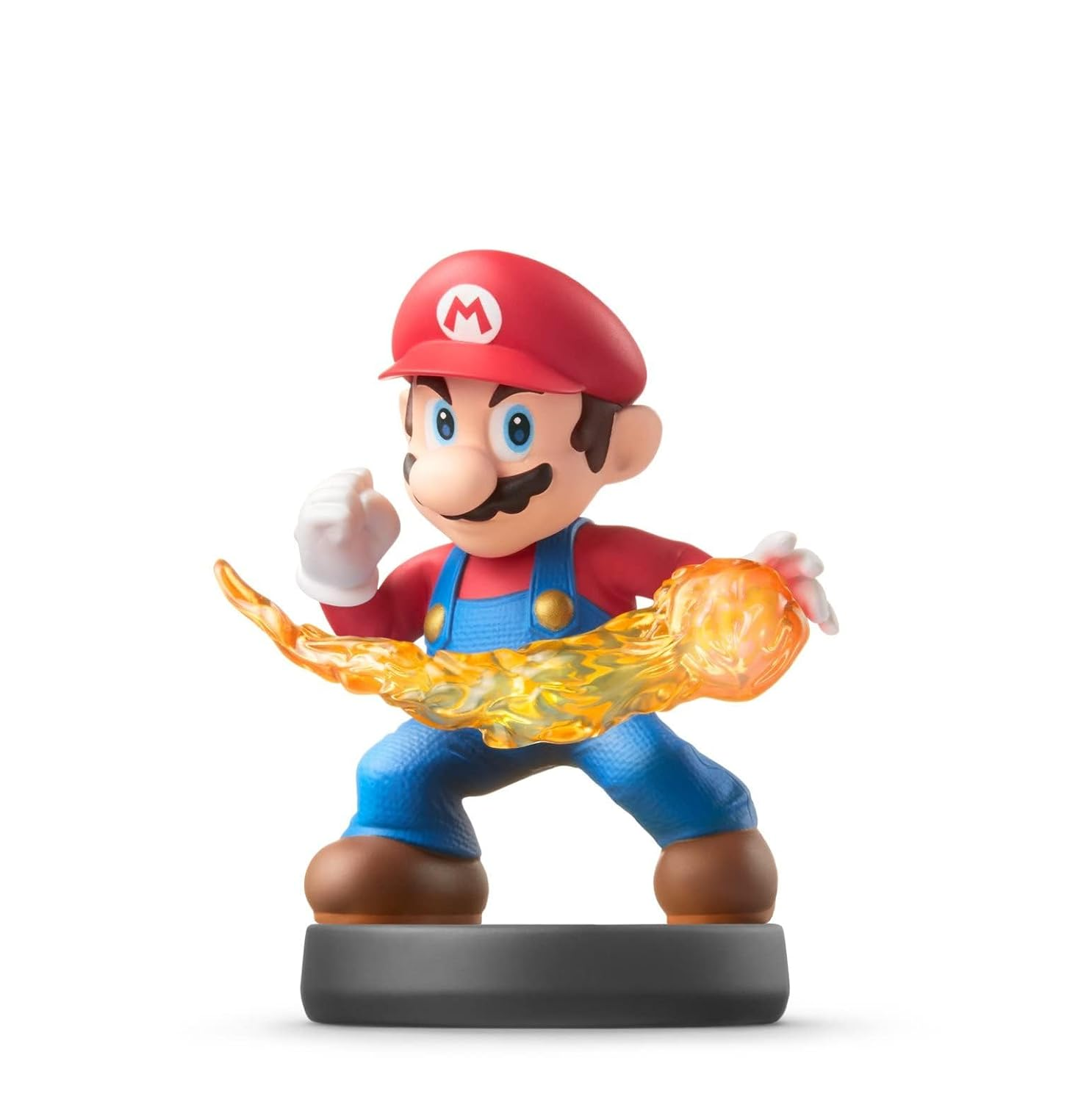 Mario Figur mit Feuerball in der Hand, steht auf einem Sockel.