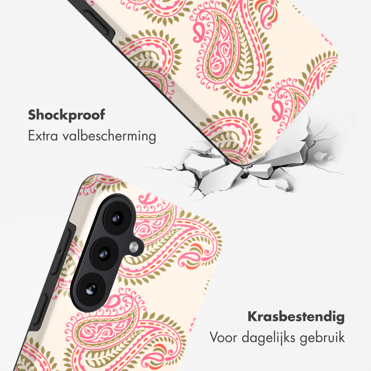 Telefoonhoesje met paisley patroon, schokbestendig.