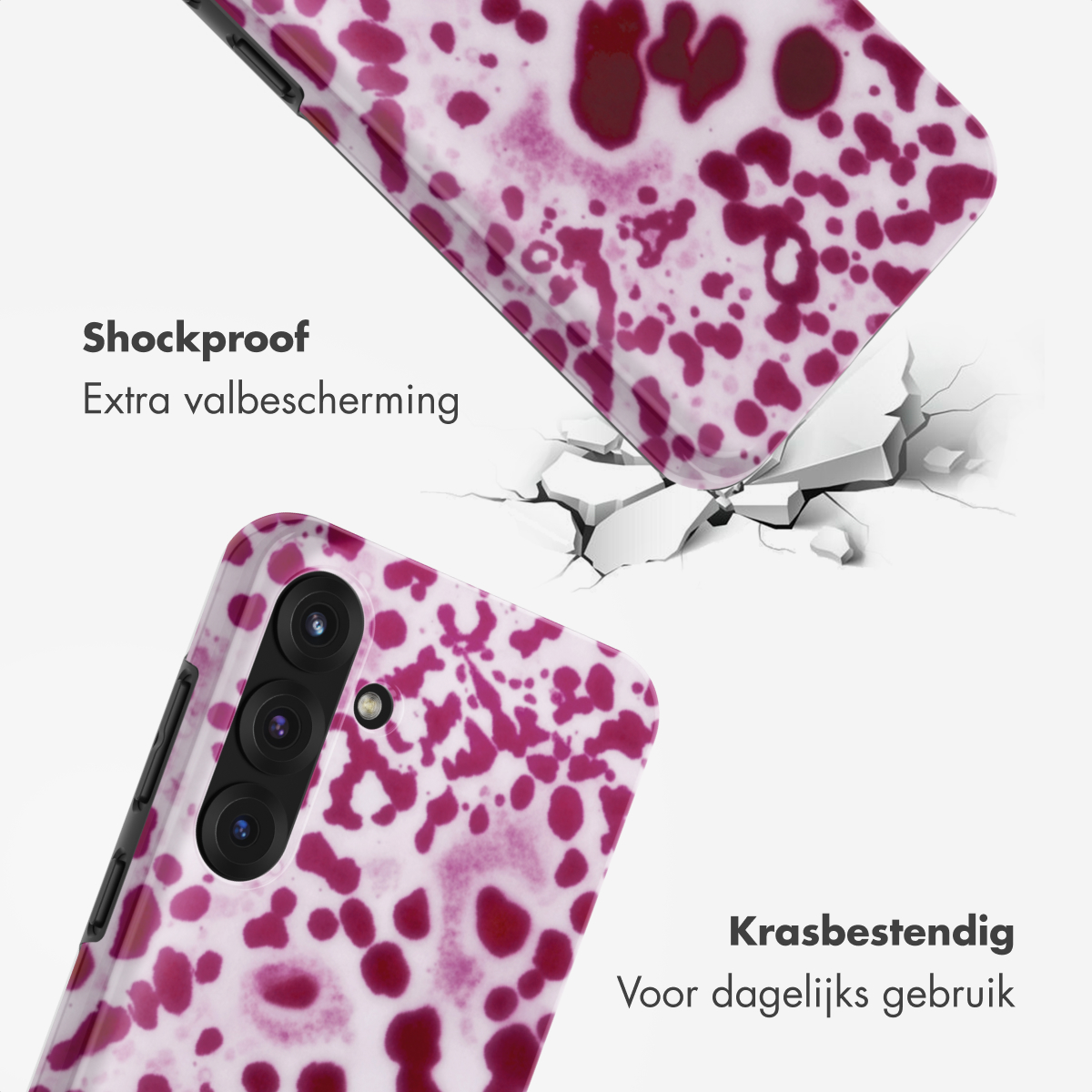 Cover viola maculata che protegge da cadute e graffi.