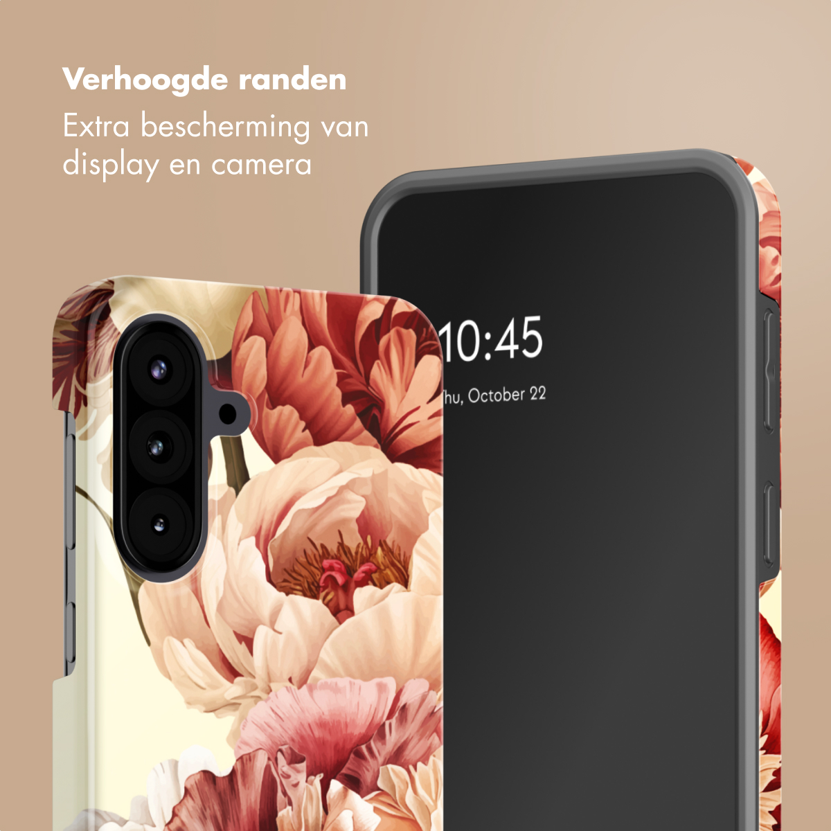 Bloemen telefoonhoes met verhoogde randen voor display- en camerabescherming.