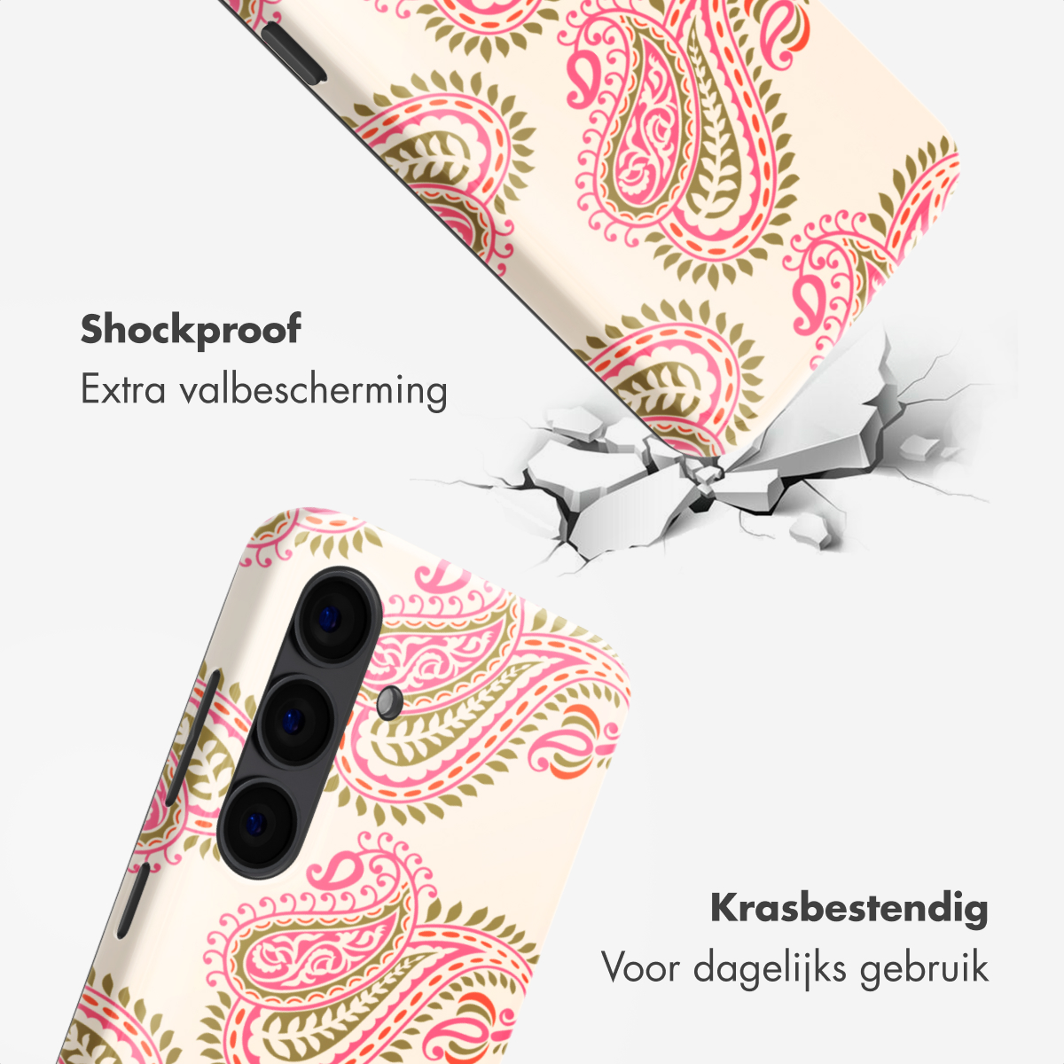 Coque de téléphone motif cachemire, protection antichoc et anti-rayures.