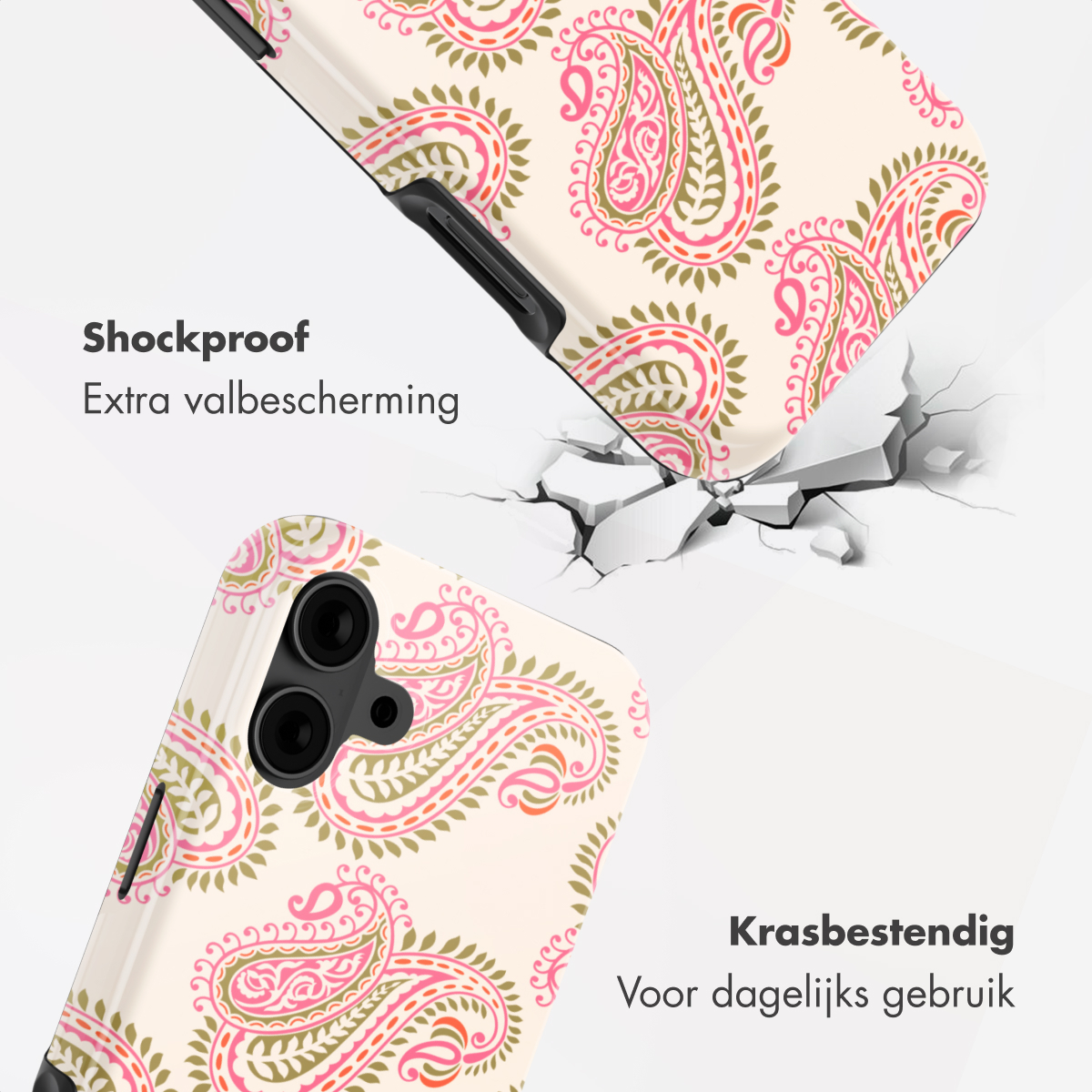 Coque de téléphone motif cachemire, antichoc et résistante aux rayures.