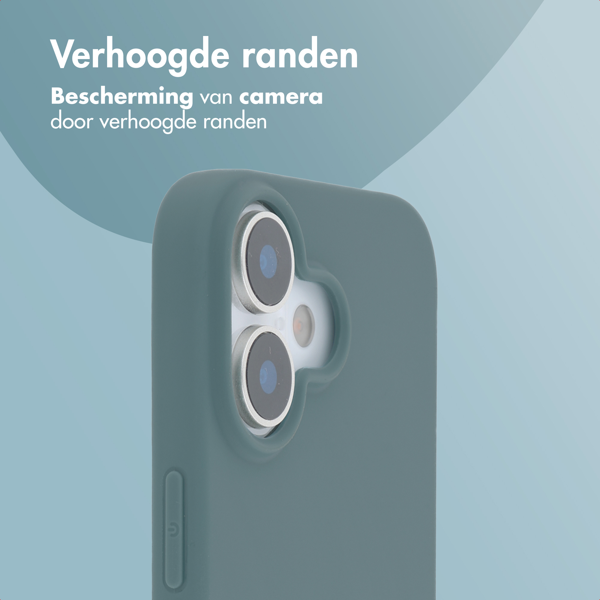 Coque verte à bords surélevés protégeant l'objectif de la caméra.