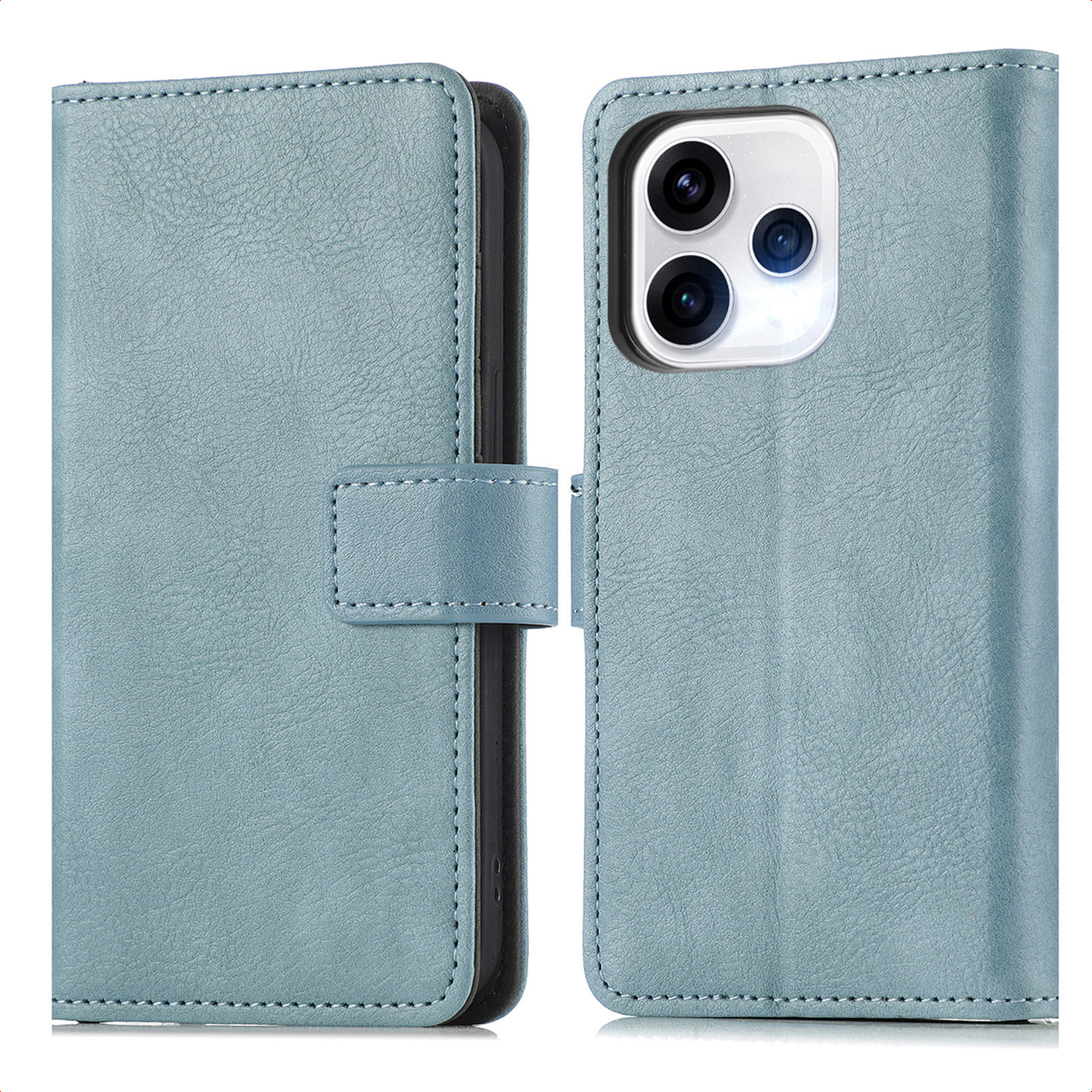 Étui de téléphone bleu avec système photo.