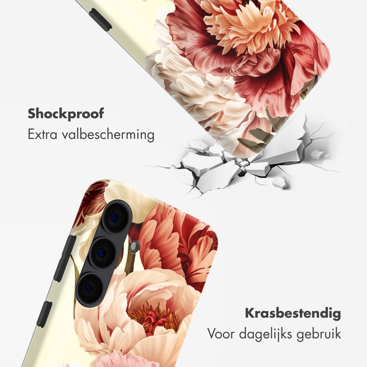 Una cover per telefono con motivo floreale, che ne evidenzia la protezione.