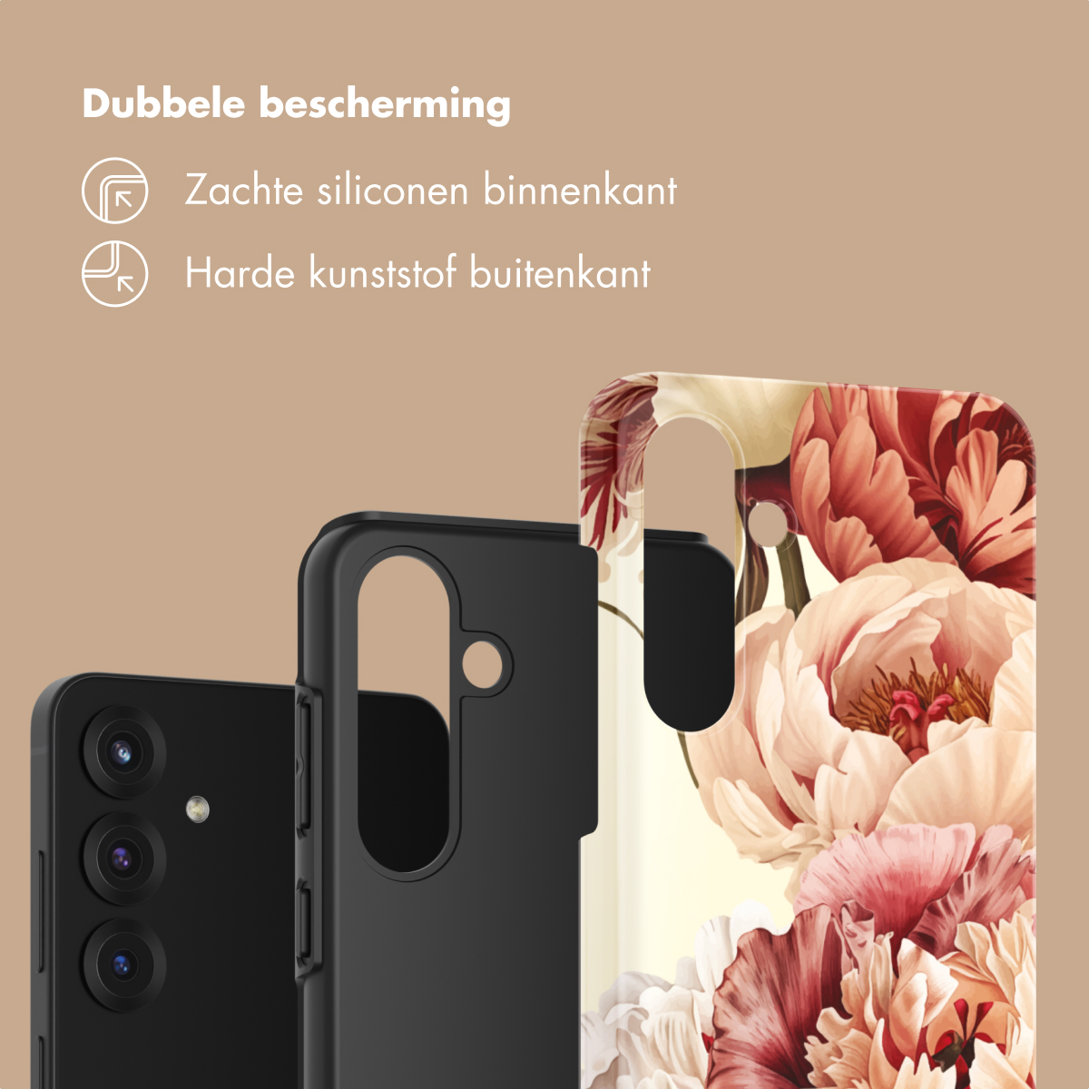 Custodia per telefono con design floreale e descrizione fodera interna morbida.