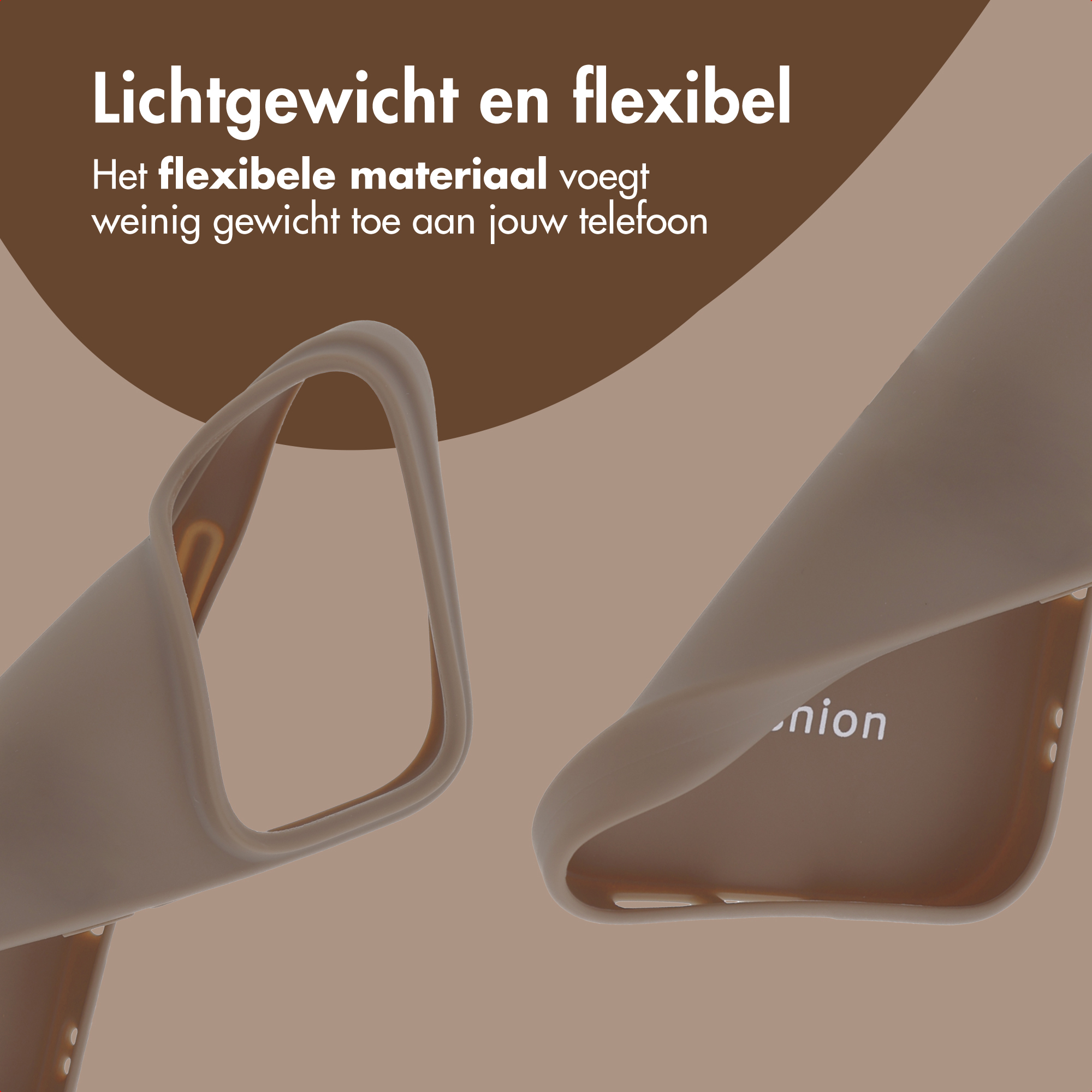 Una cover per telefono leggera e flessibile in marrone.