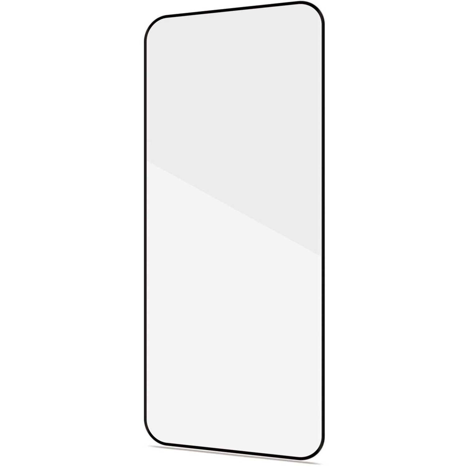 Una protezione schermo rettangolare nera per smartphone.