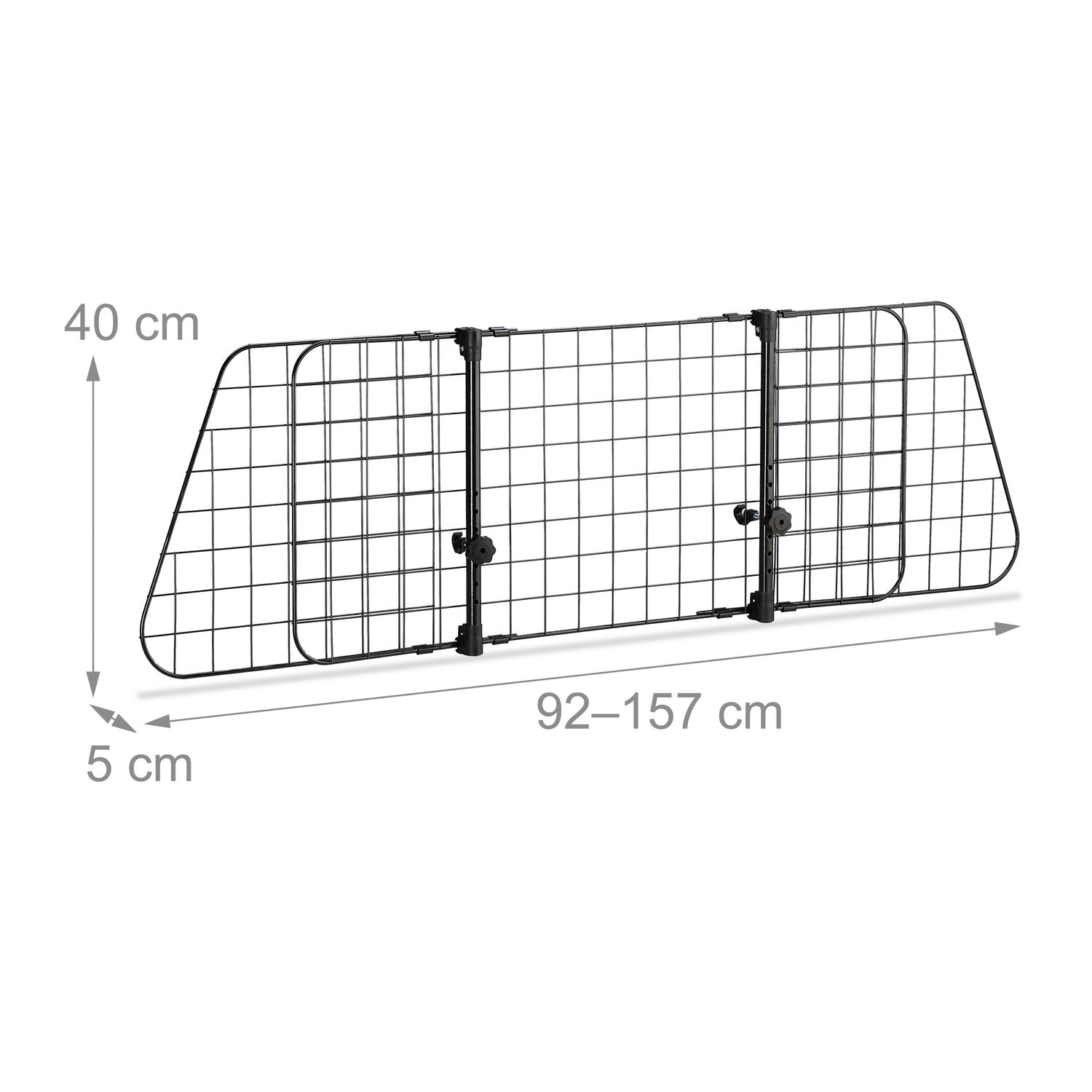 Barrera metálica negra ajustable para coche de 40x92-157cm.