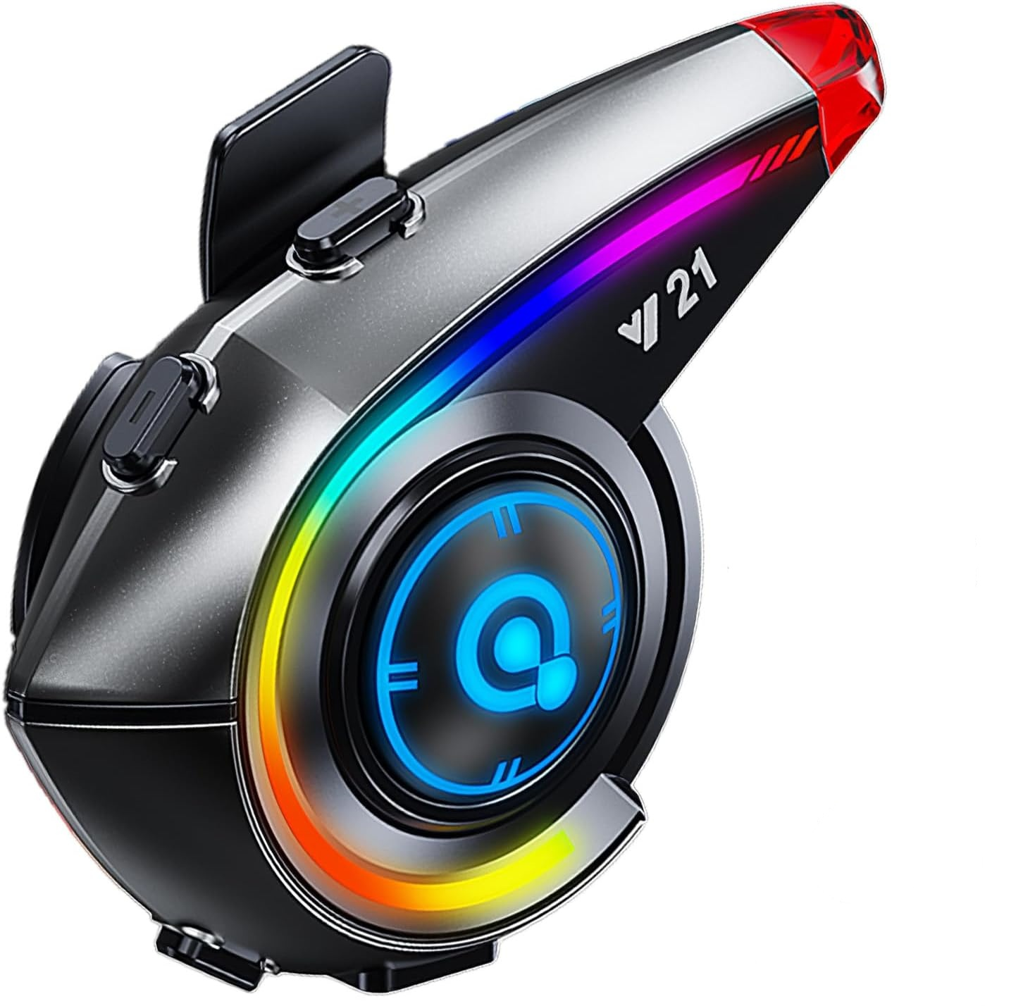 Ein futuristischer Gaming-Maus-Prototyp mit RGB-Beleuchtung und einem blauen Logo.