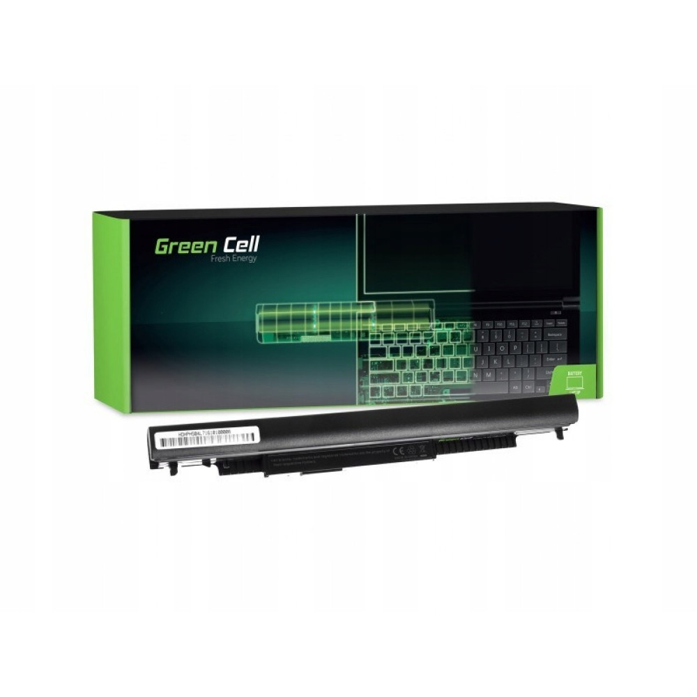 Bateria do laptopa Green Cell leży przed opakowaniem z wizerunkiem laptopa.